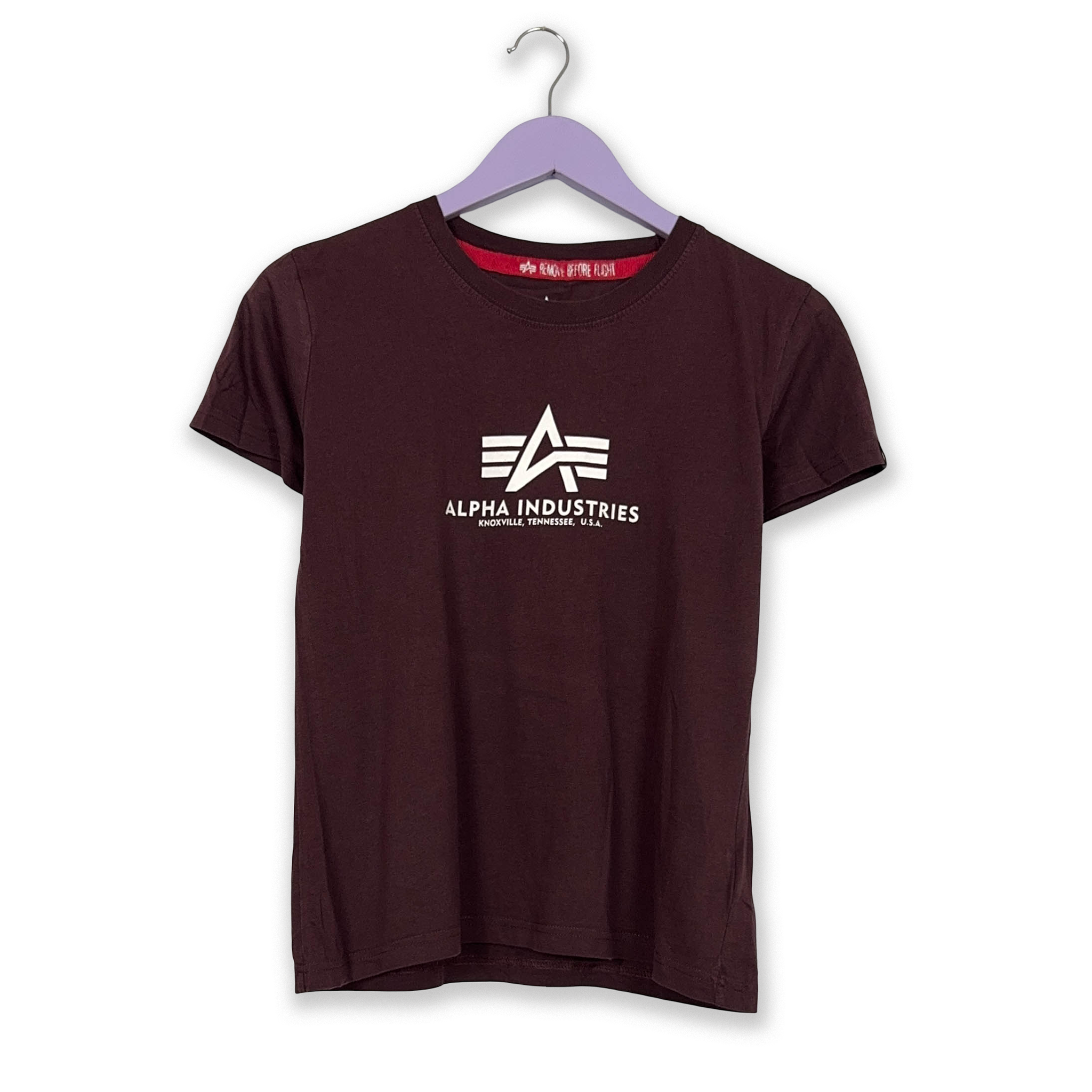 Alpha Industries Burgundy Crew Neck Printed T-Shirt - Men's Size S
