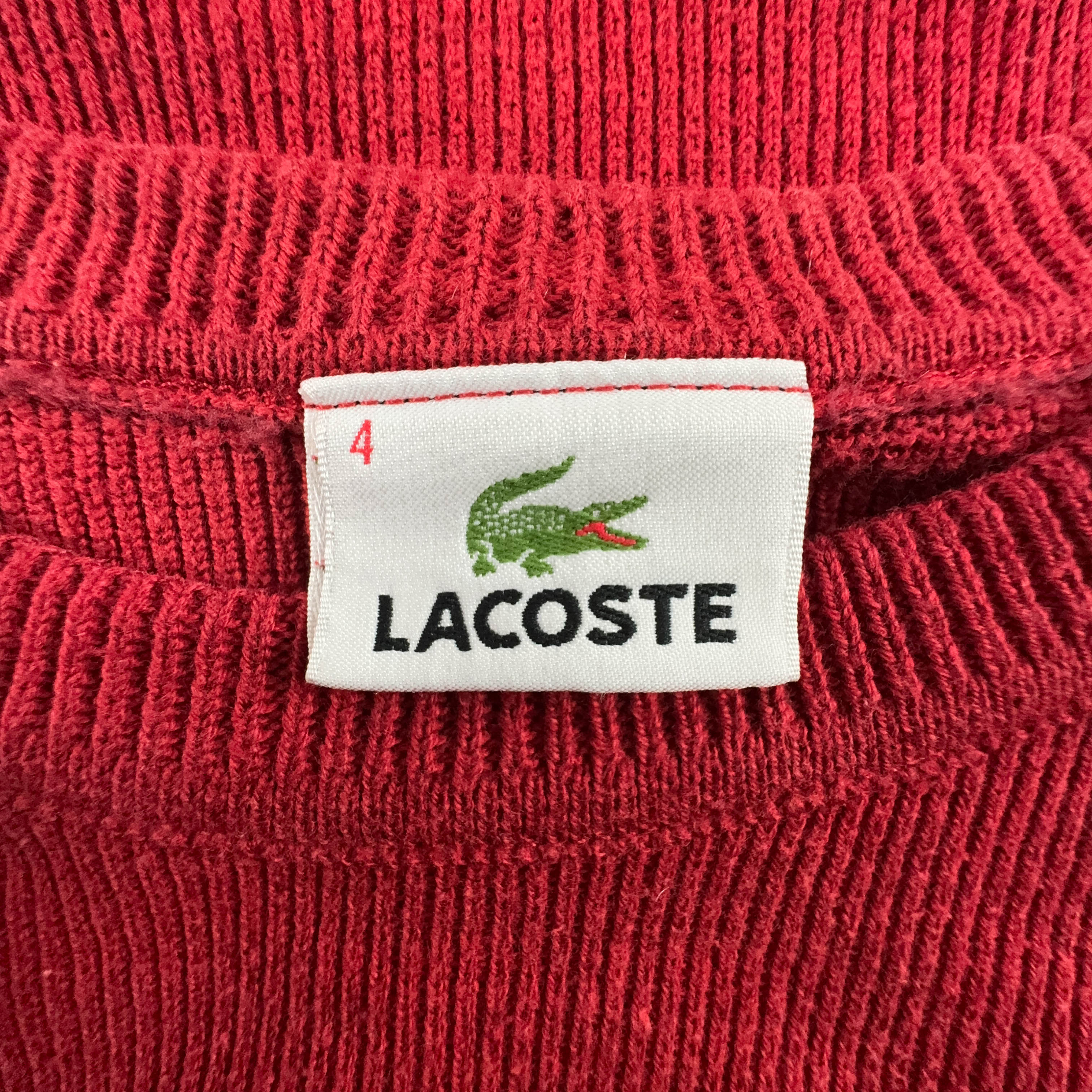 Lacoste Red Crew Neck Sweater 50% Cotton - Size 4 Men