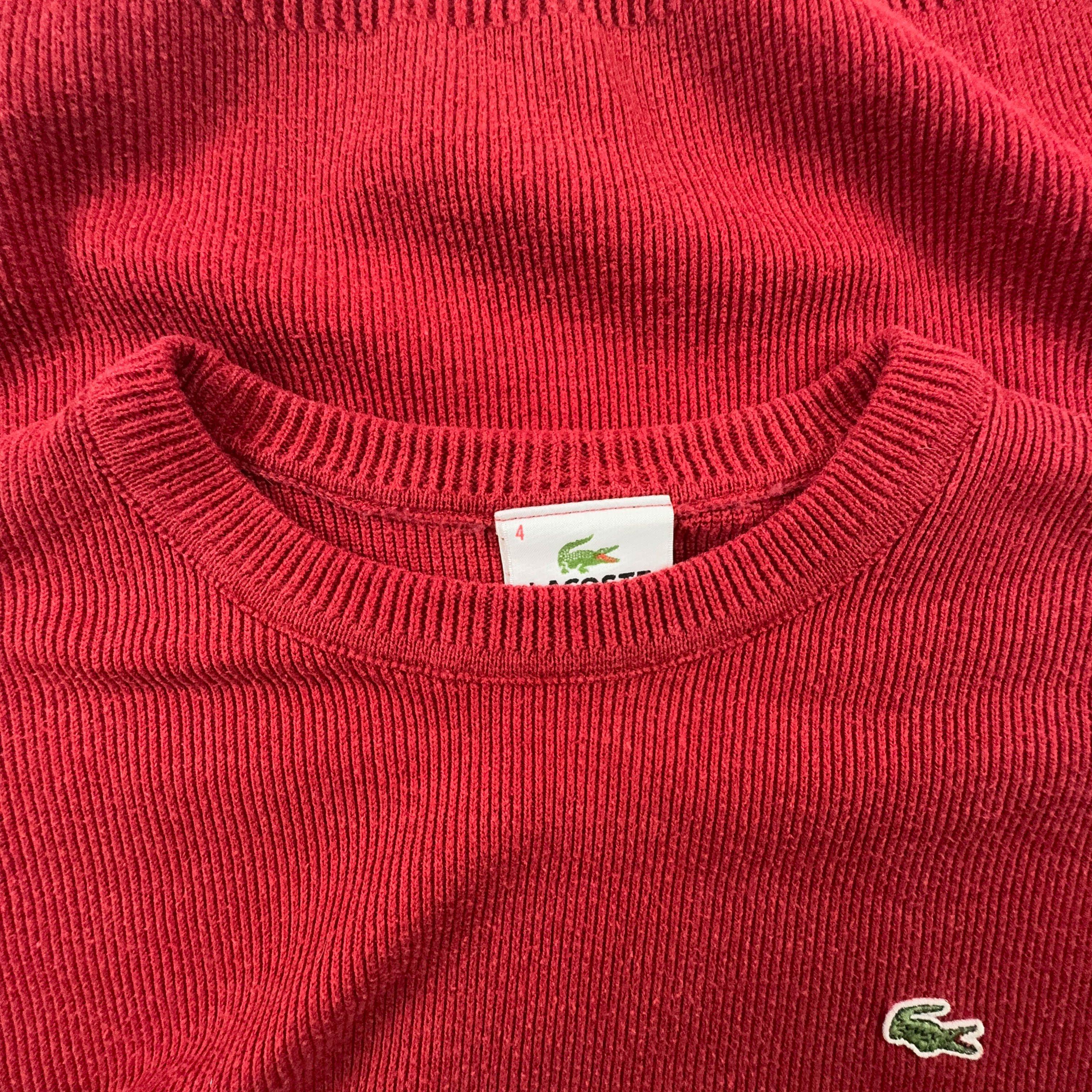 Lacoste Red Crew Neck Sweater 50% Cotton - Size 4 Men