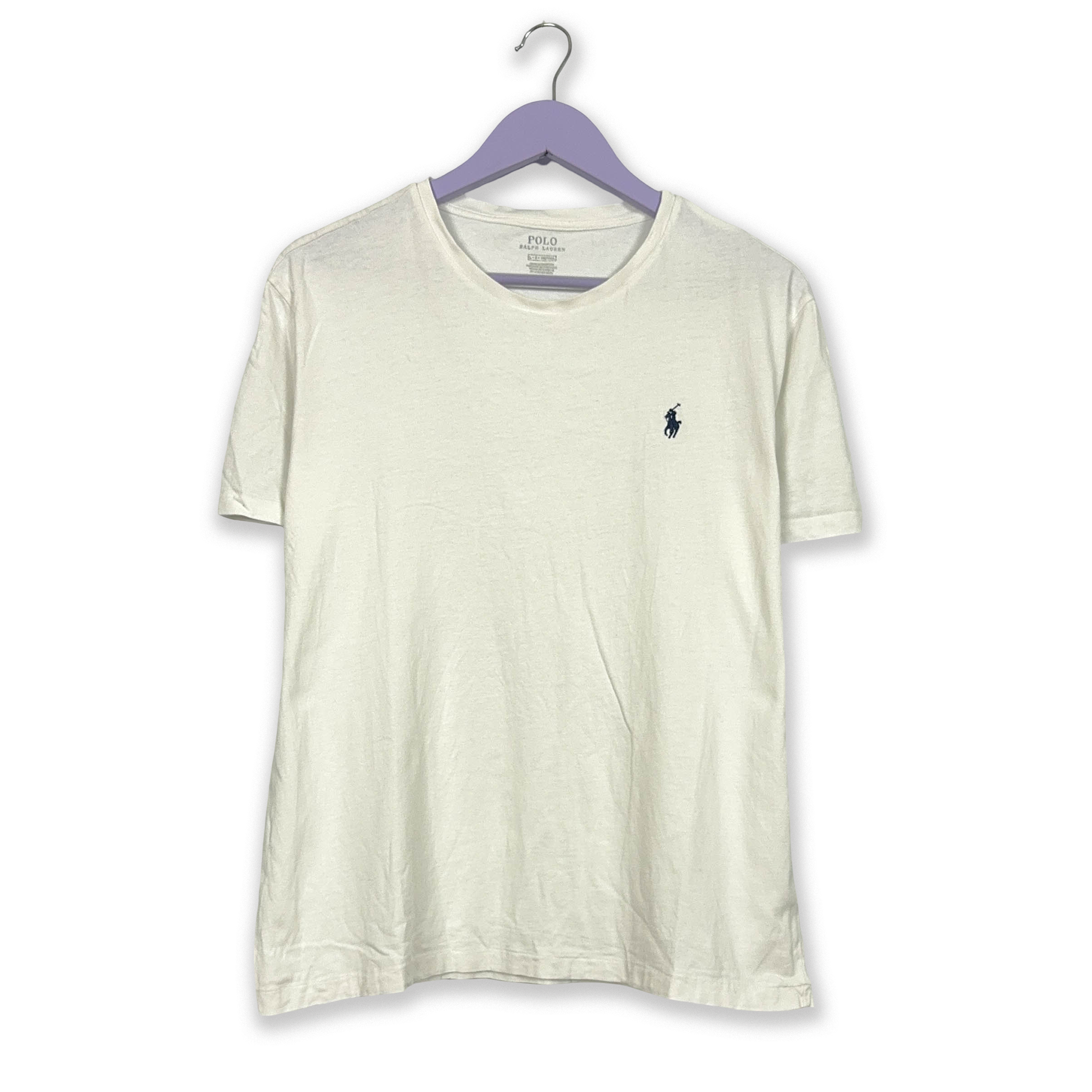 Ralph Lauren White Crew Neck Cotton T-Shirt - Men's Size M/L