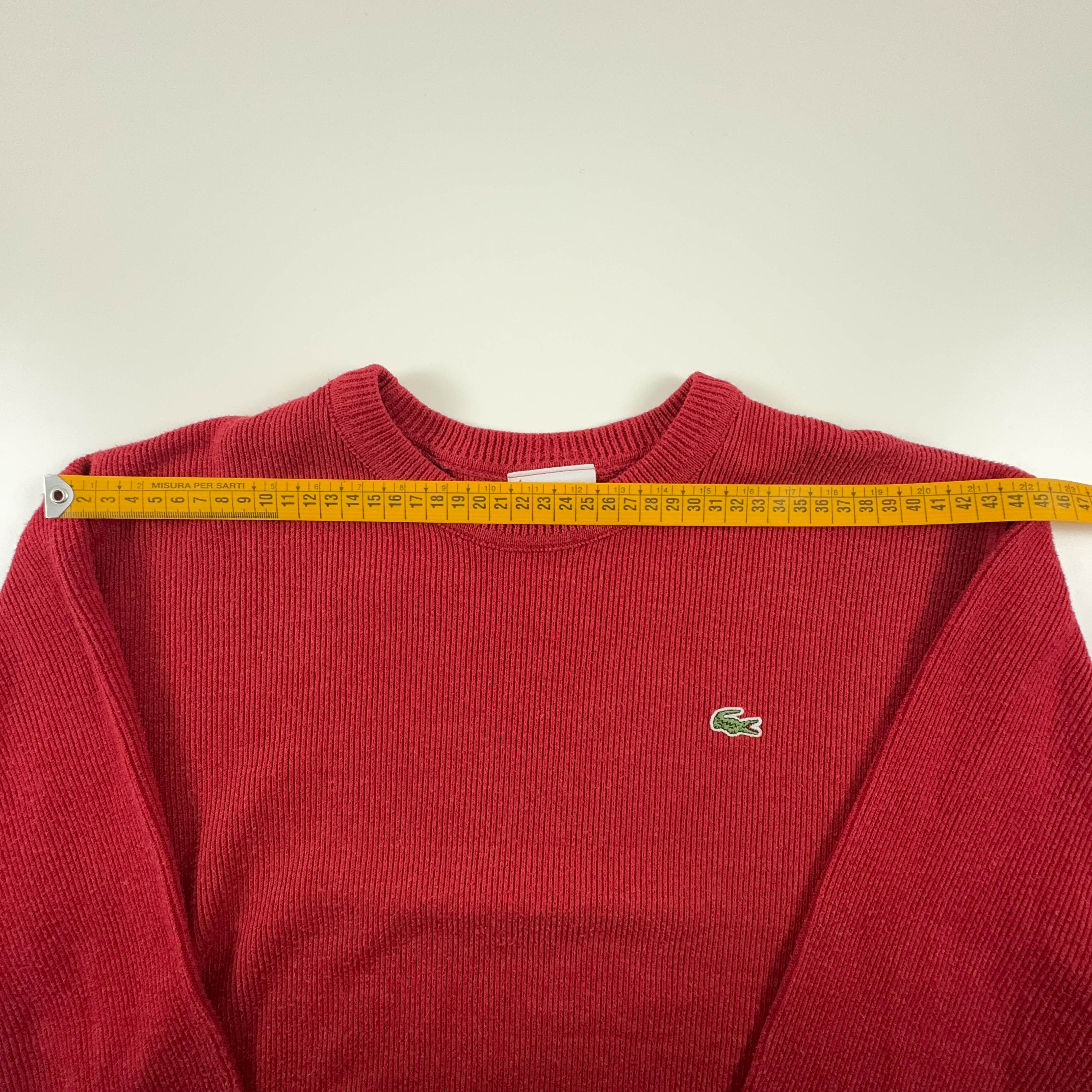 Lacoste Red Crew Neck Sweater 50% Cotton - Size 4 Men