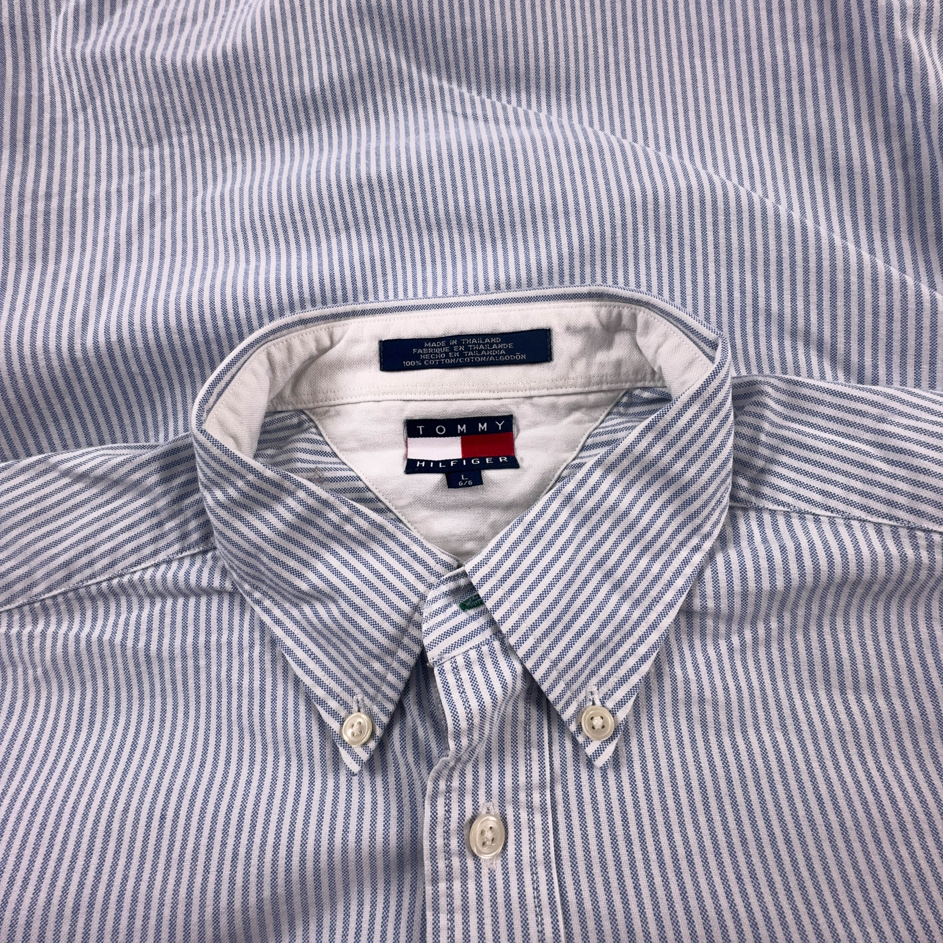 Camicia Tommy Hilfiger Vintage blu e bianca a righe in cotone - Taglia XL uomo