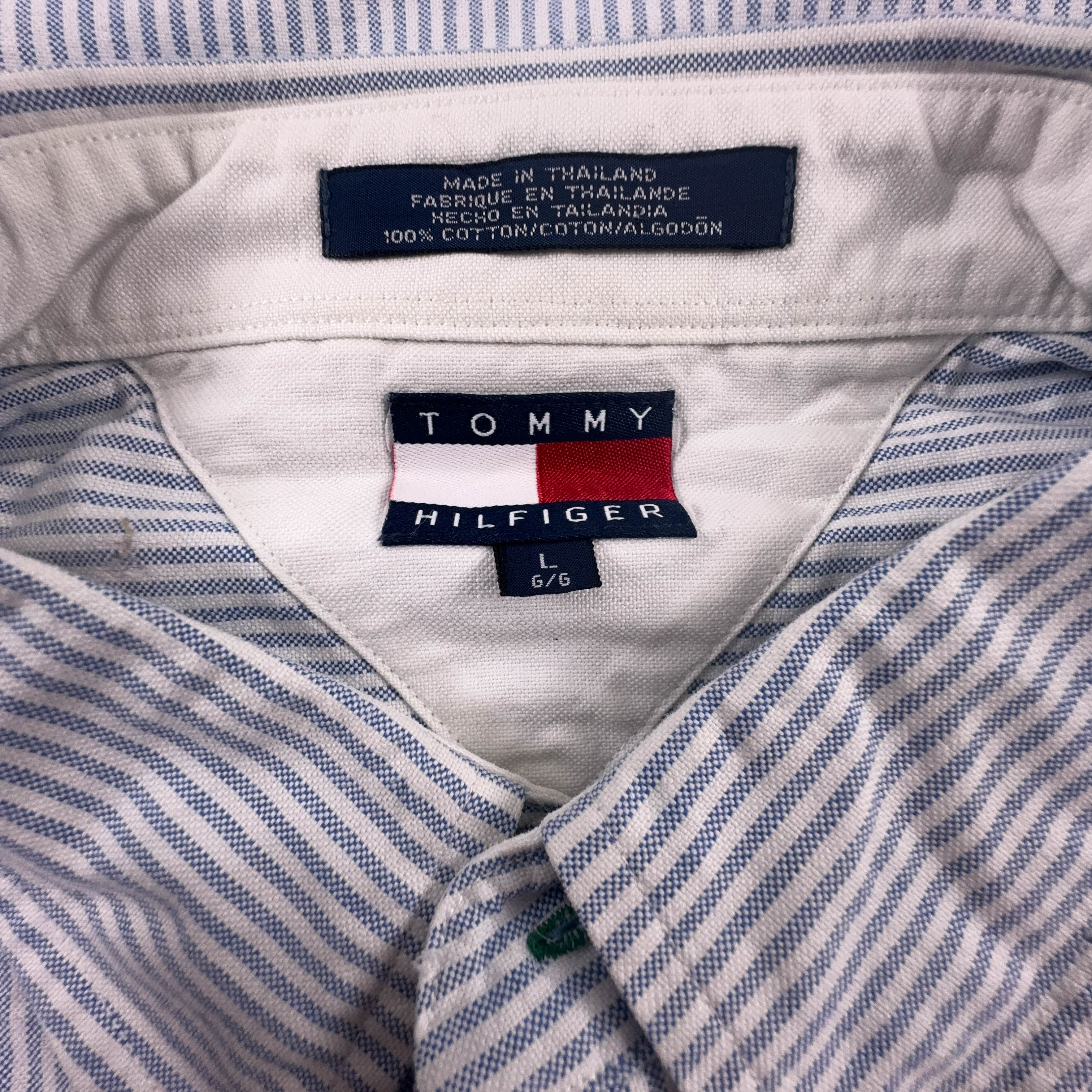 Camicia Tommy Hilfiger Vintage blu e bianca a righe in cotone - Taglia XL uomo