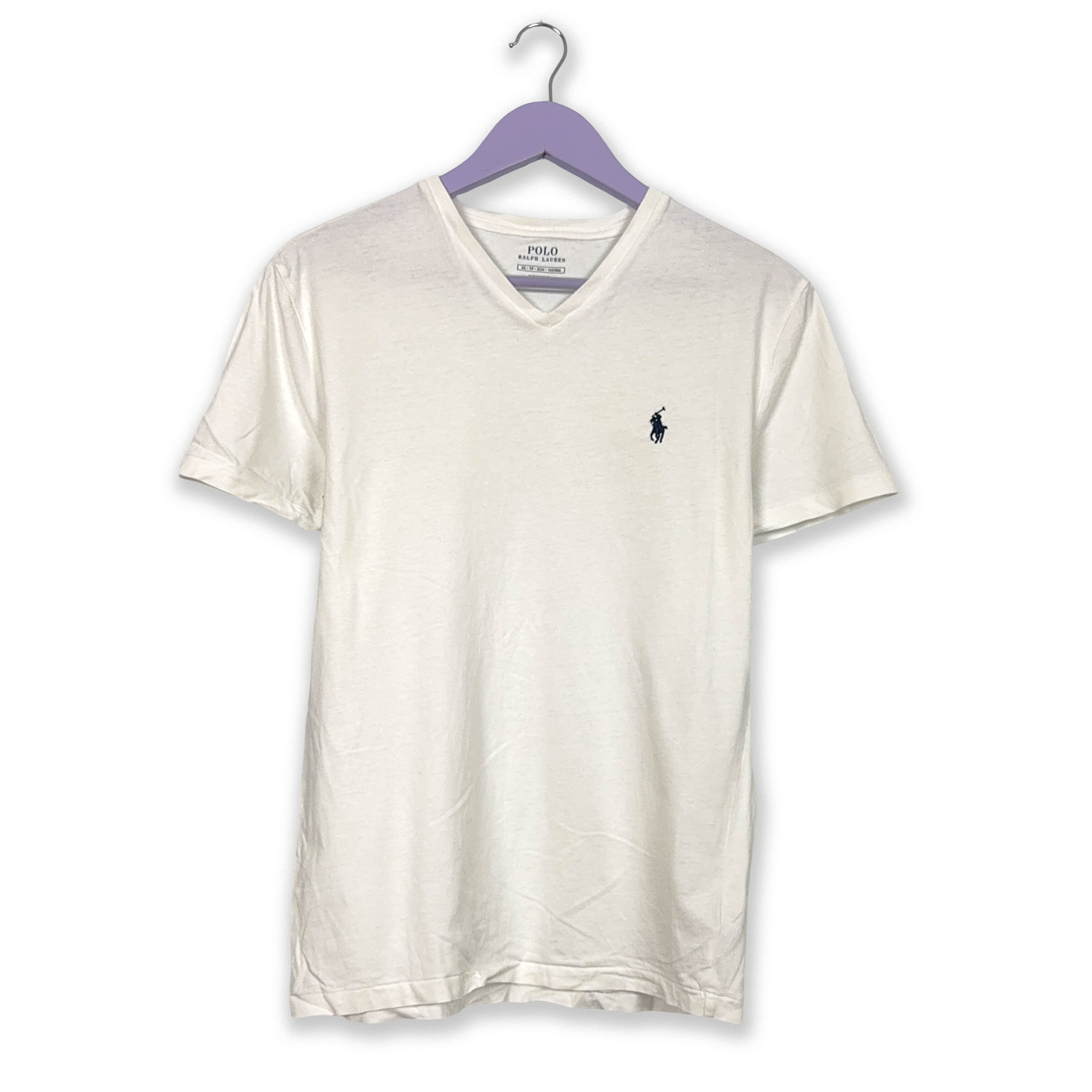 Ralph Lauren White Cotton V-Neck T-Shirt - Men's Size S