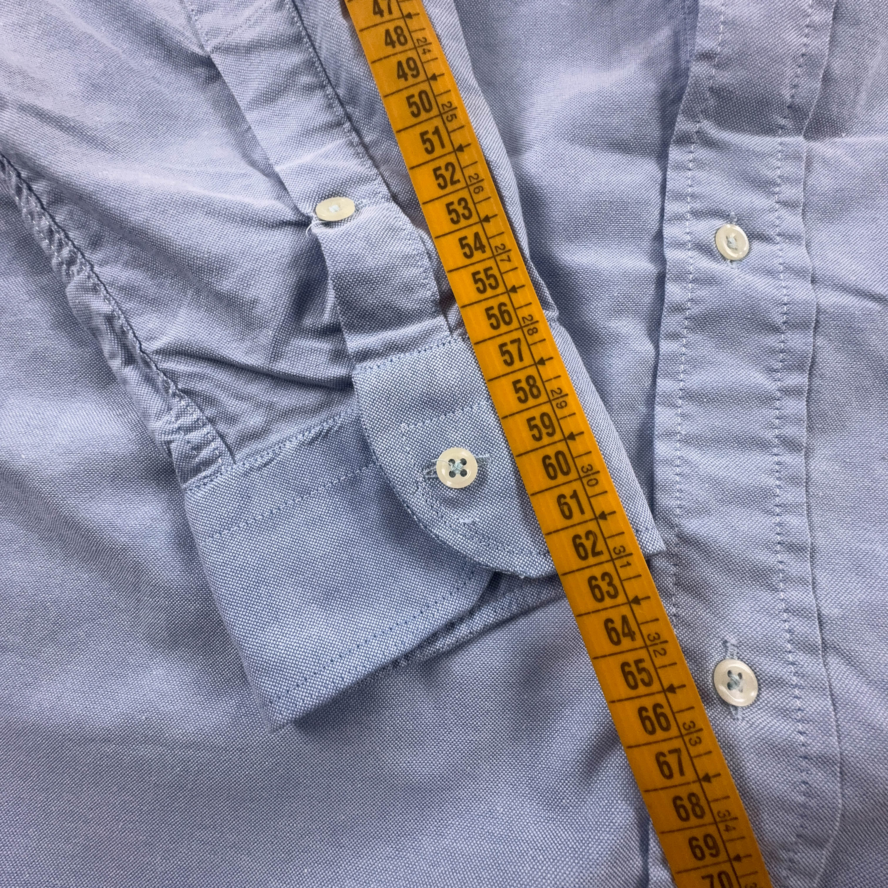 Camicia Ralph Lauren azzurra tinta unita in cotone logo ricamato - Taglia 17 uomo