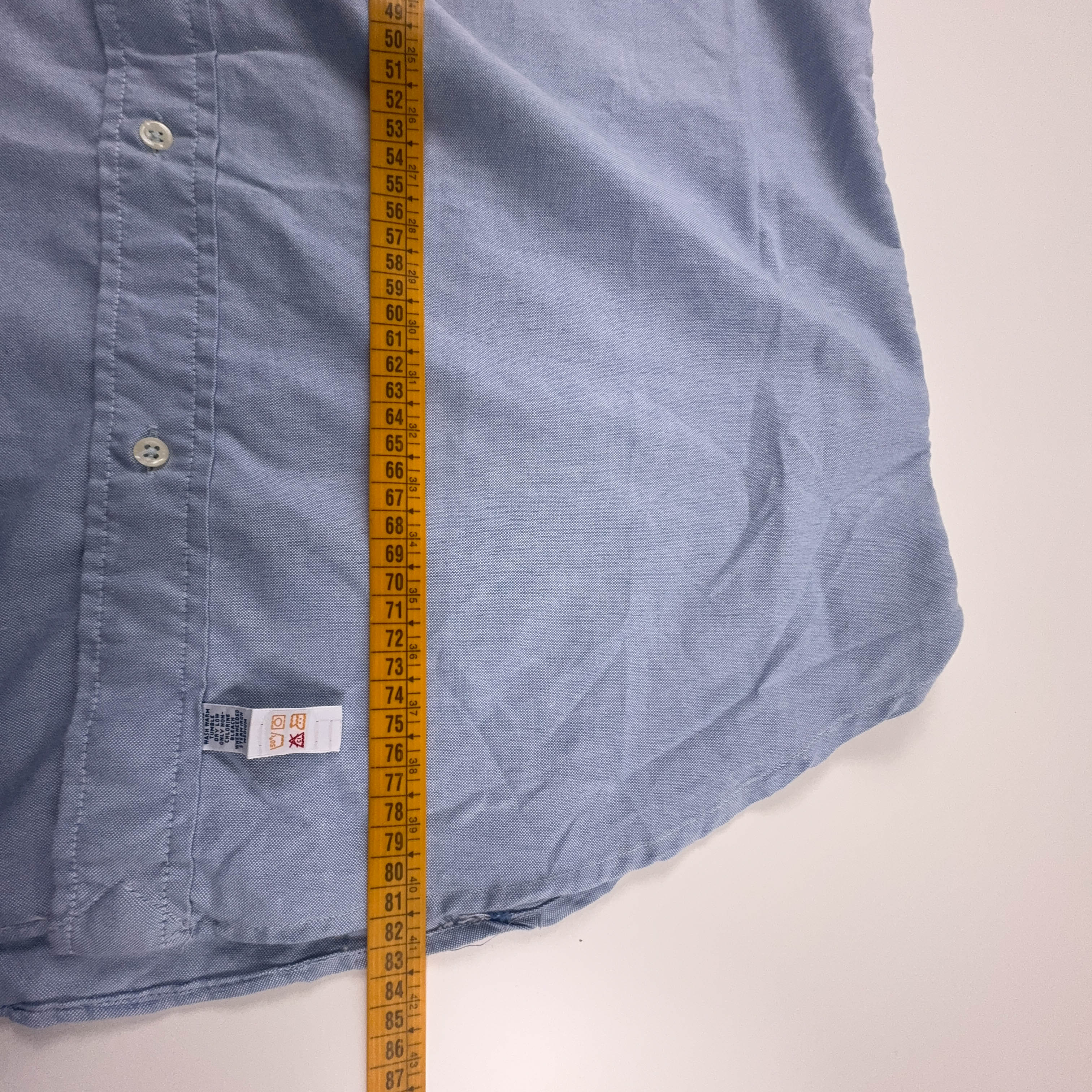 Camicia Ralph Lauren azzurra tinta unita in cotone logo ricamato - Taglia 17 uomo