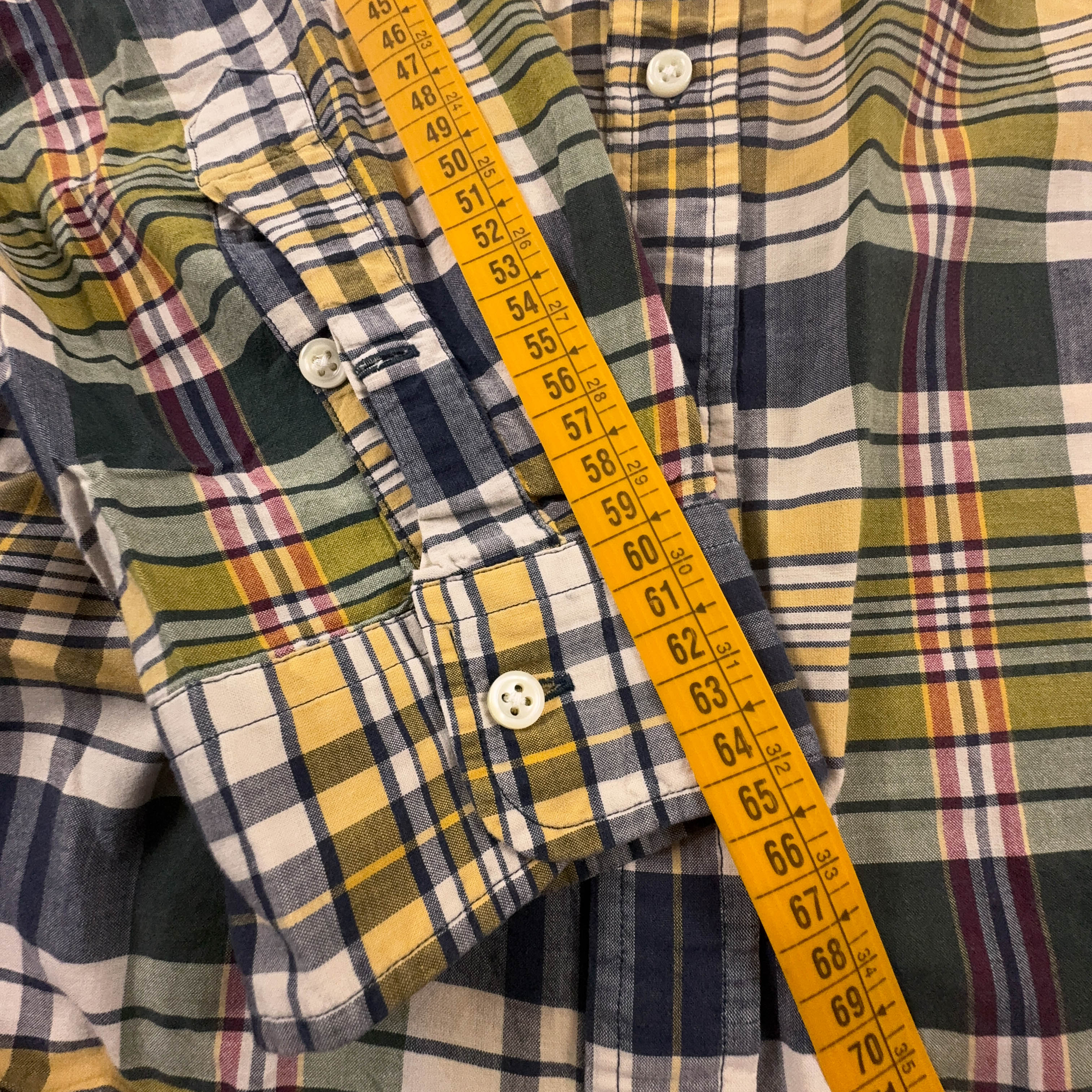 Camicia Ralph Lauren gialla e blu a quadri in cotone slim fit - Taglia L/XL uomo