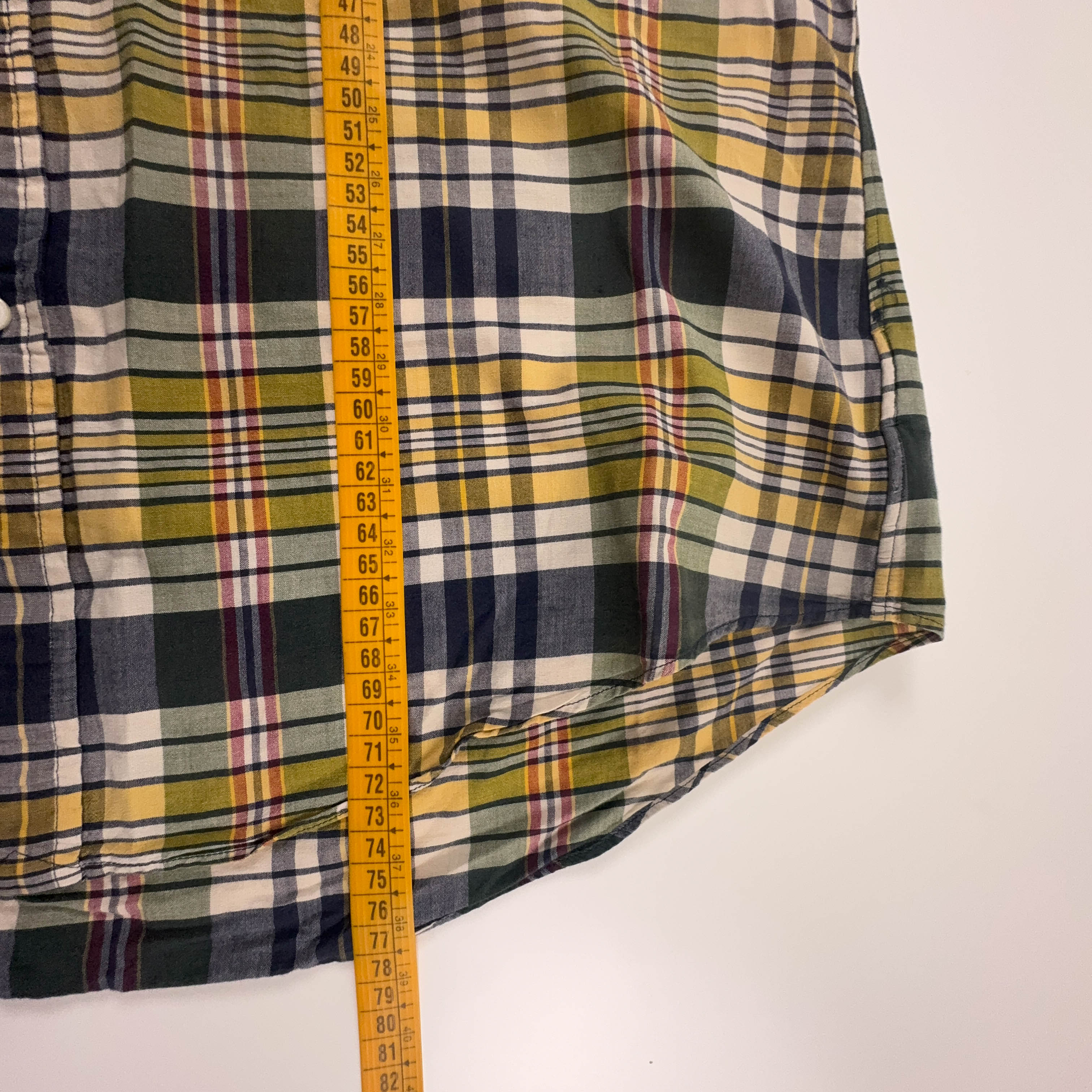 Camicia Ralph Lauren gialla e blu a quadri in cotone slim fit - Taglia L/XL uomo