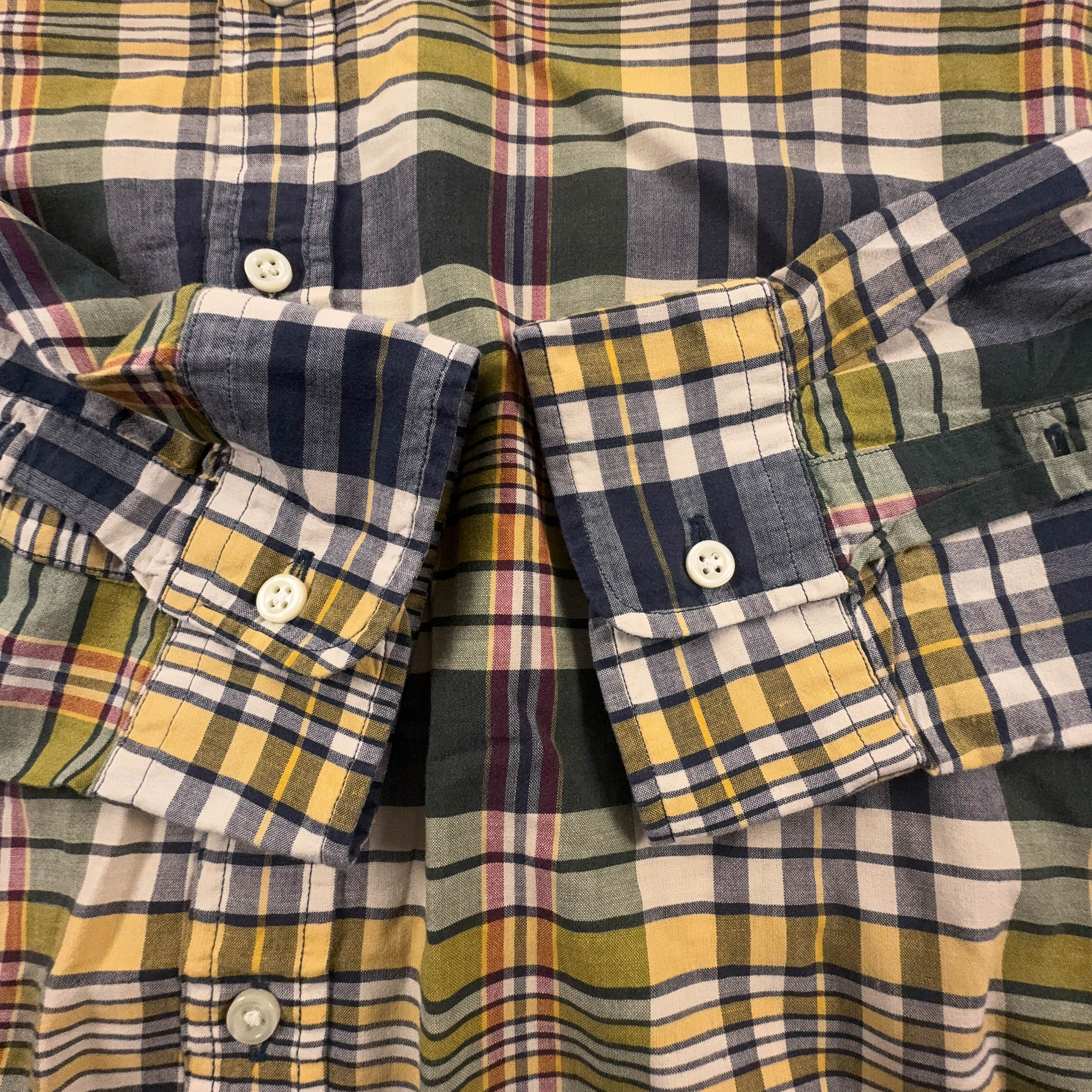 Camicia Ralph Lauren gialla e blu a quadri in cotone slim fit - Taglia L/XL uomo