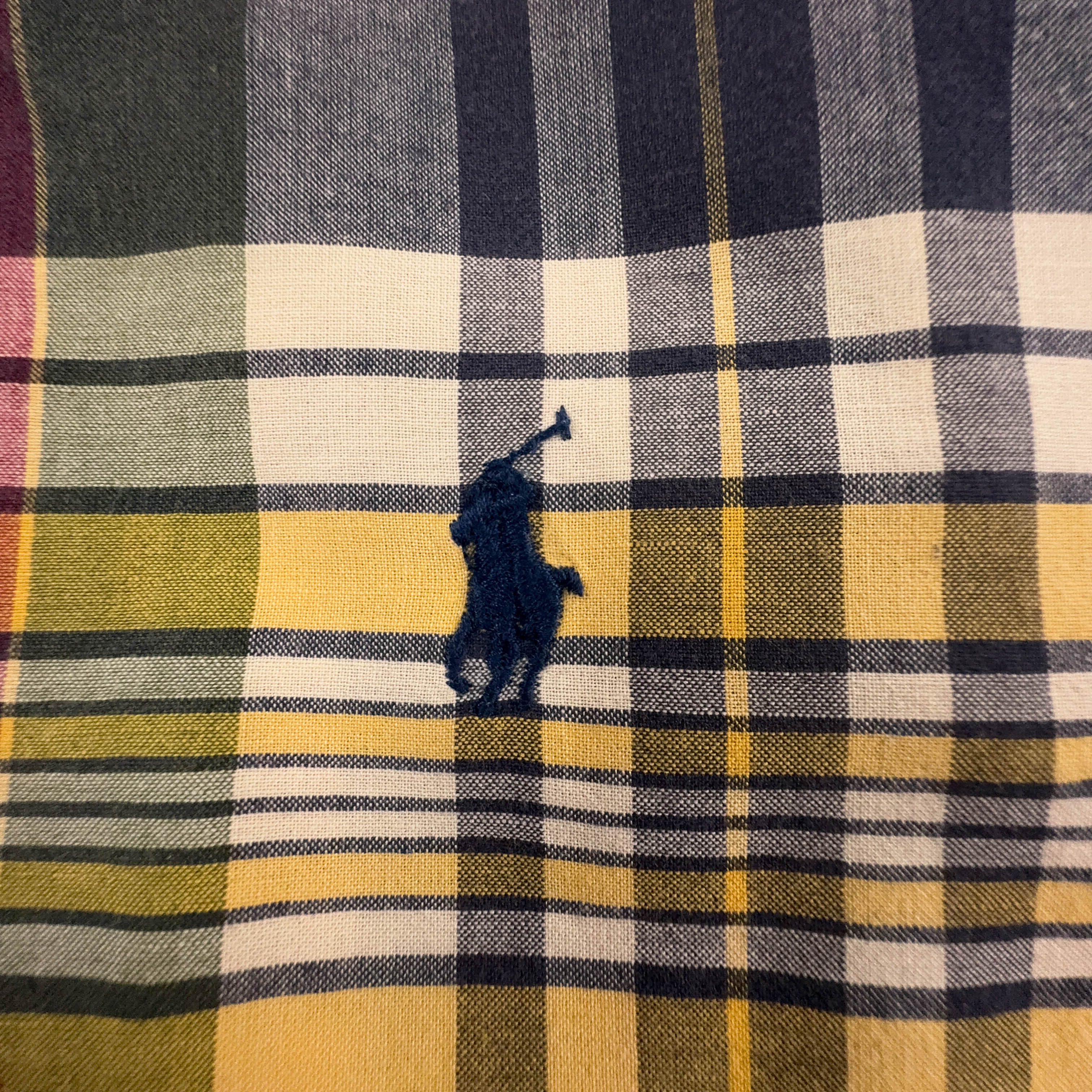 Camicia Ralph Lauren gialla e blu a quadri in cotone slim fit - Taglia L/XL uomo