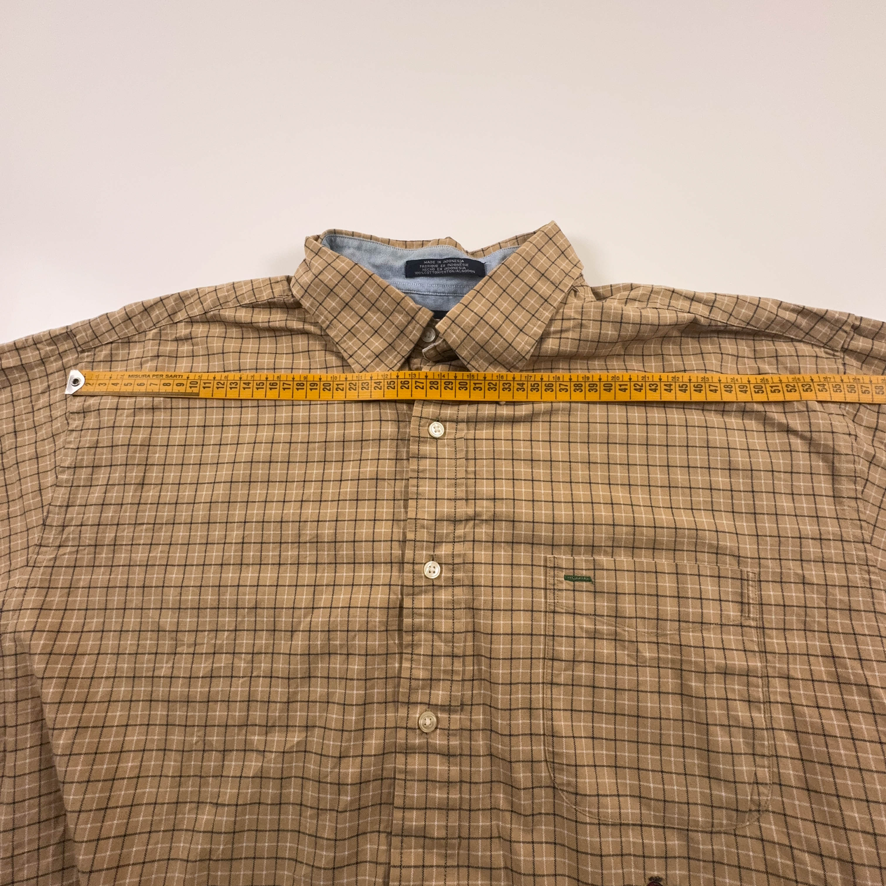 Camicia Tommy Hilfiger Vintage ocra a quadri in cotone logo ricamato - Taglia XL uomo