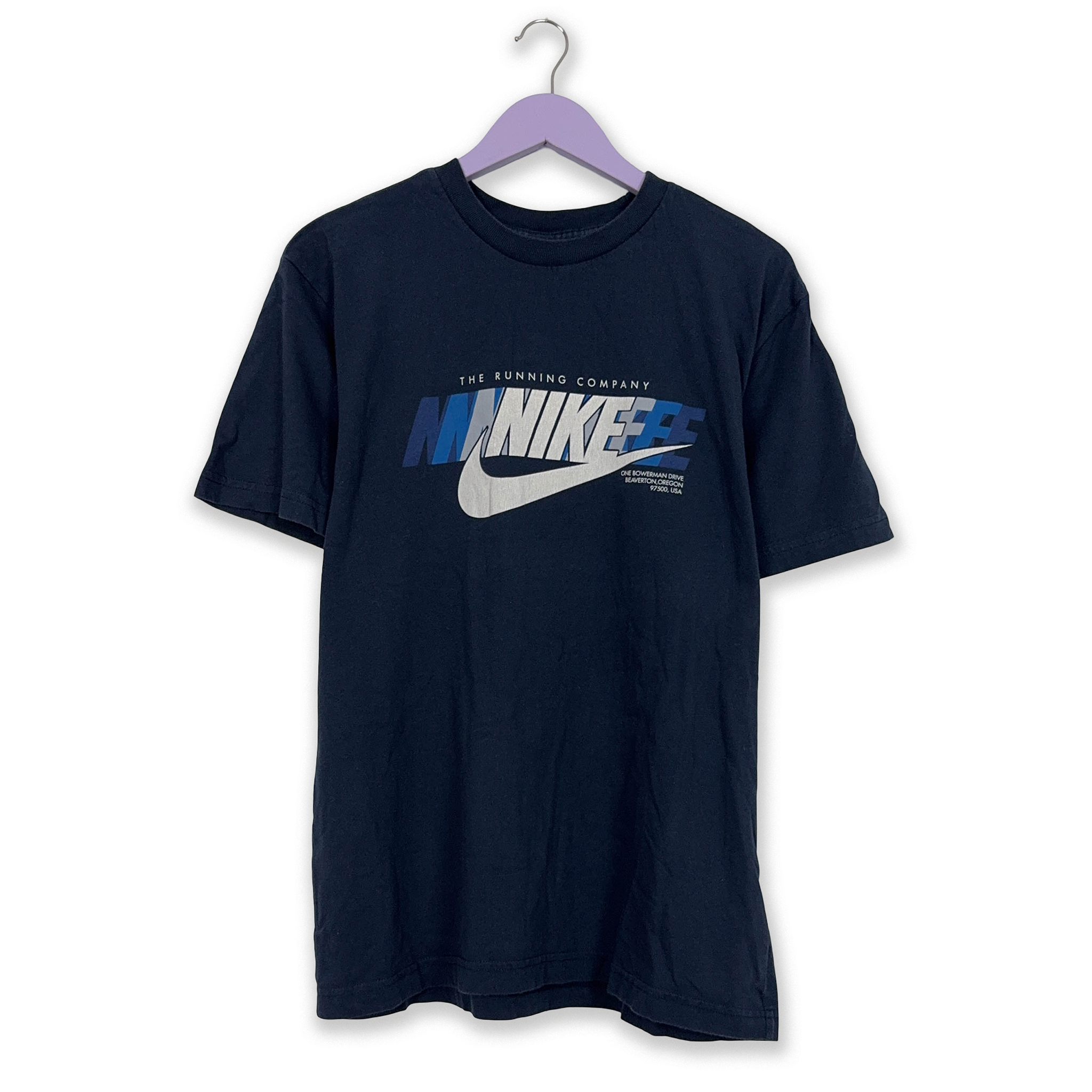 Nike Vintage Dark Blue T-Shirt with 00s Print - Men's Size Large