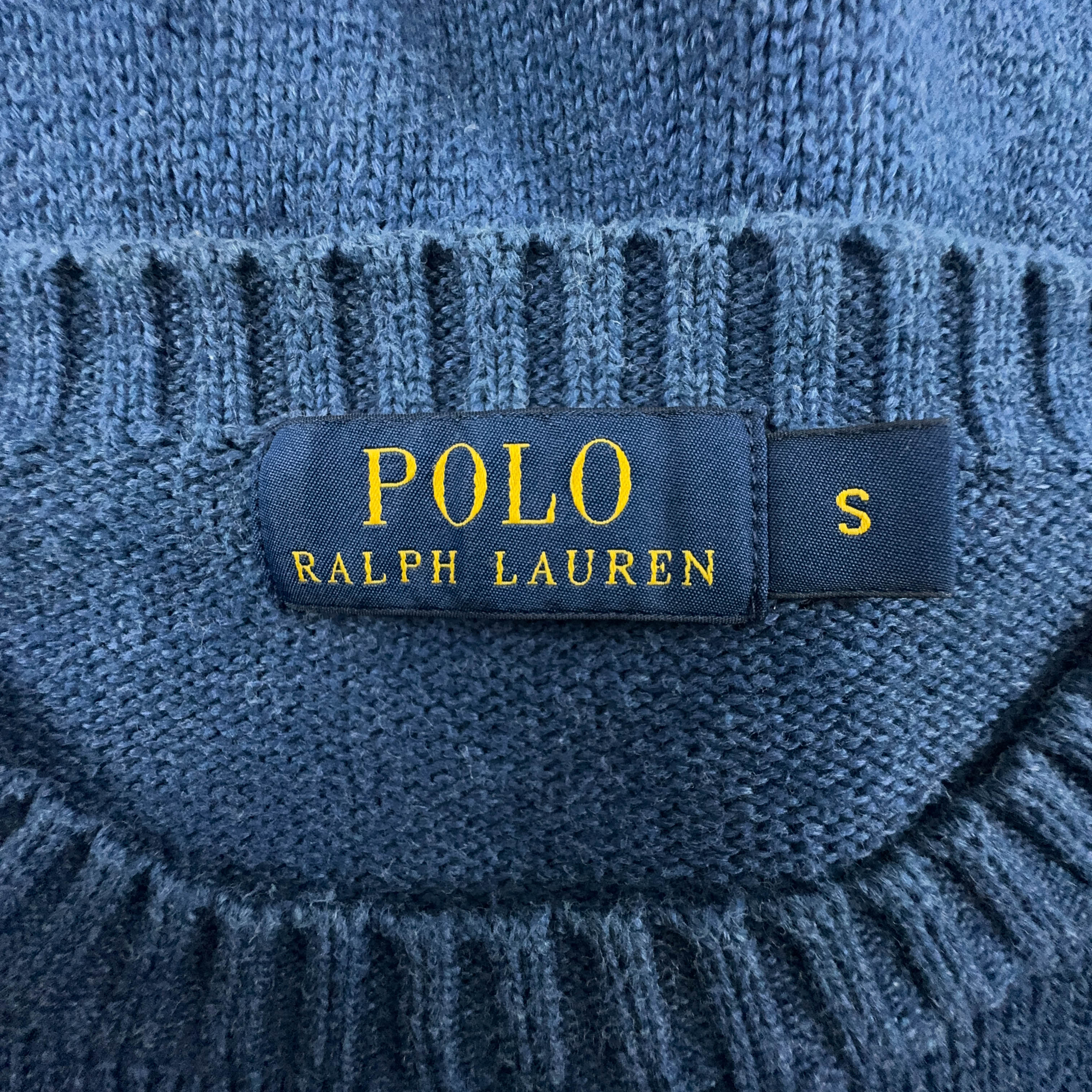 Ralph Lauren Blue Crewneck Sweater 100% Cotton - Size S Men