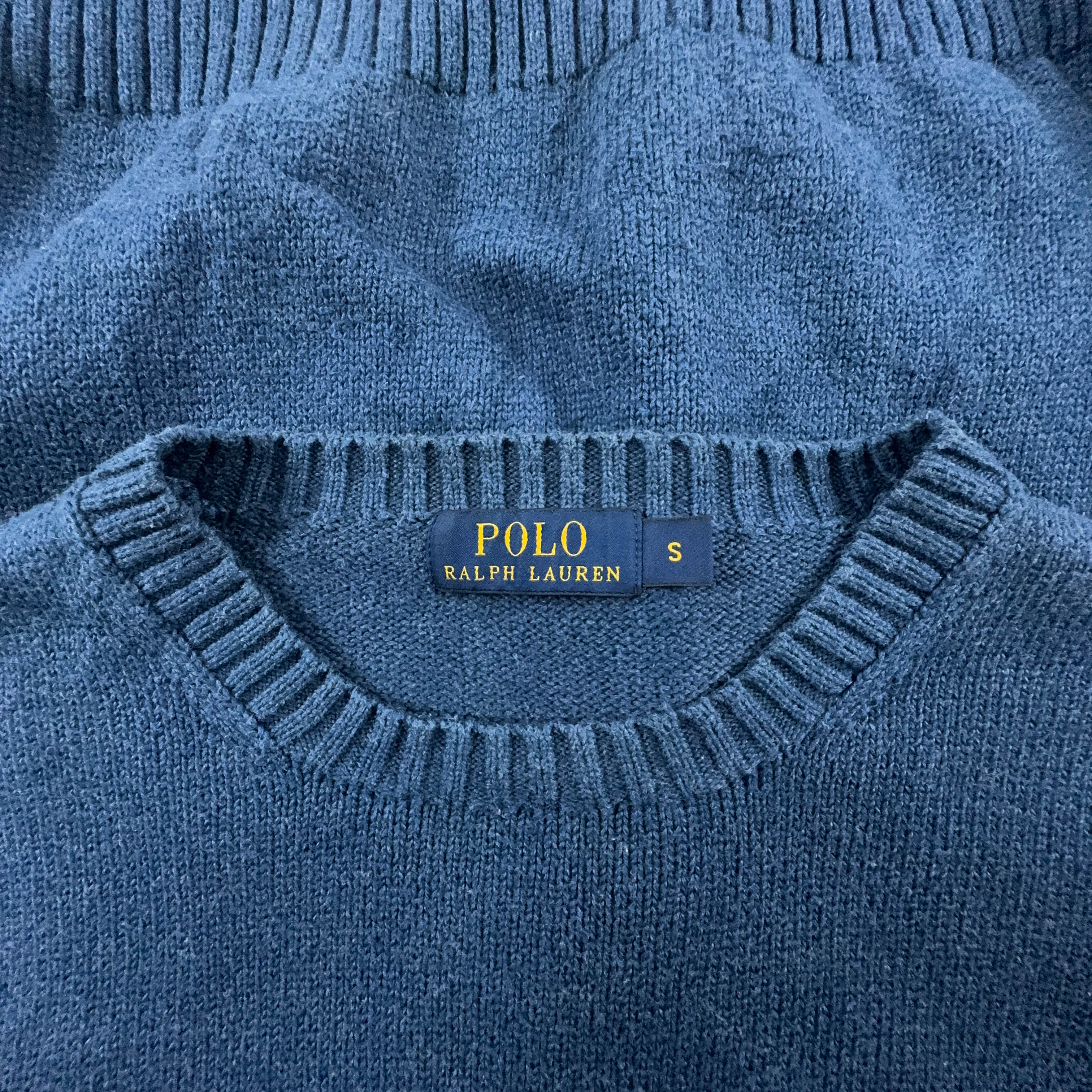 Ralph Lauren Blue Crewneck Sweater 100% Cotton - Size S Men