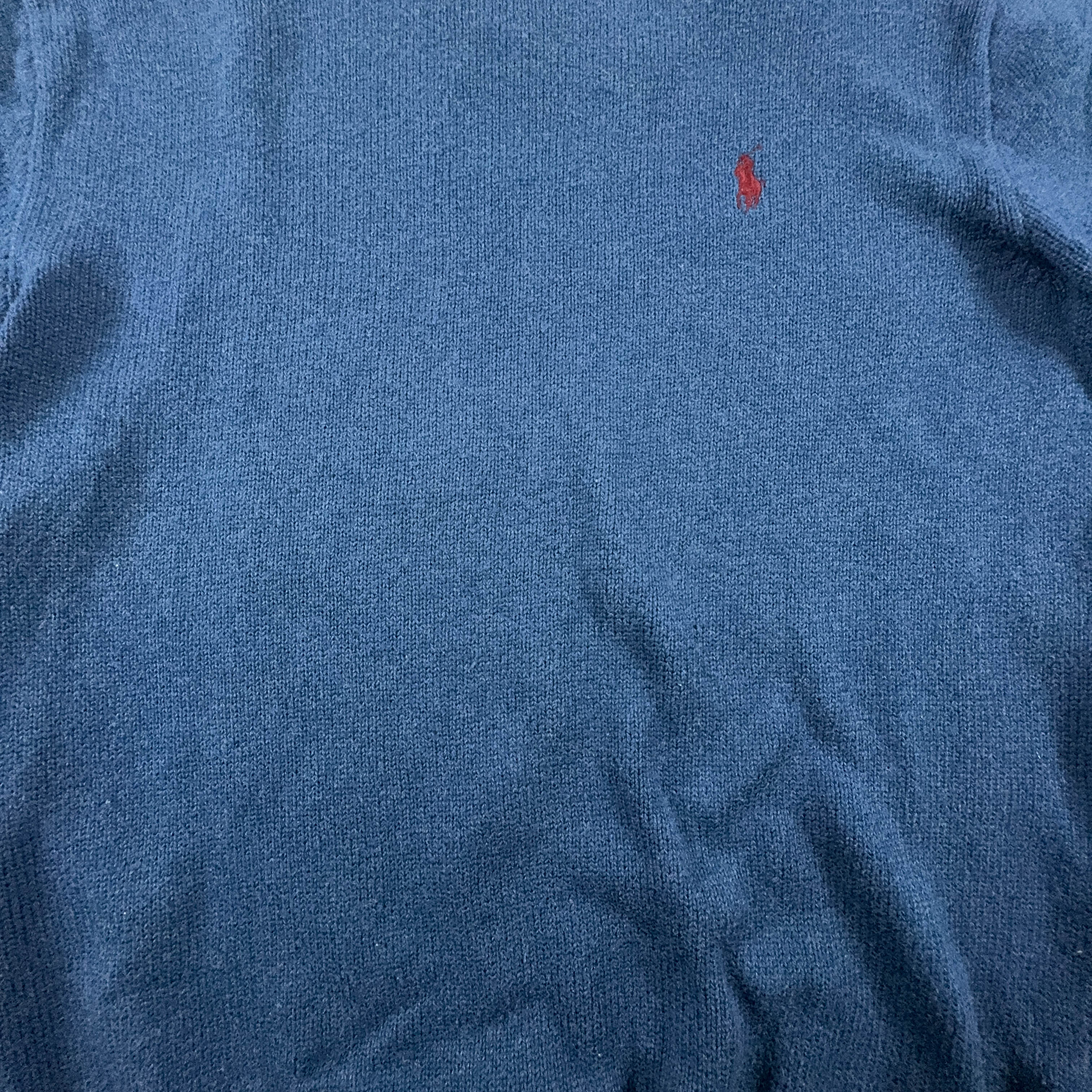 Ralph Lauren Blue Crewneck Sweater 100% Cotton - Size S Men