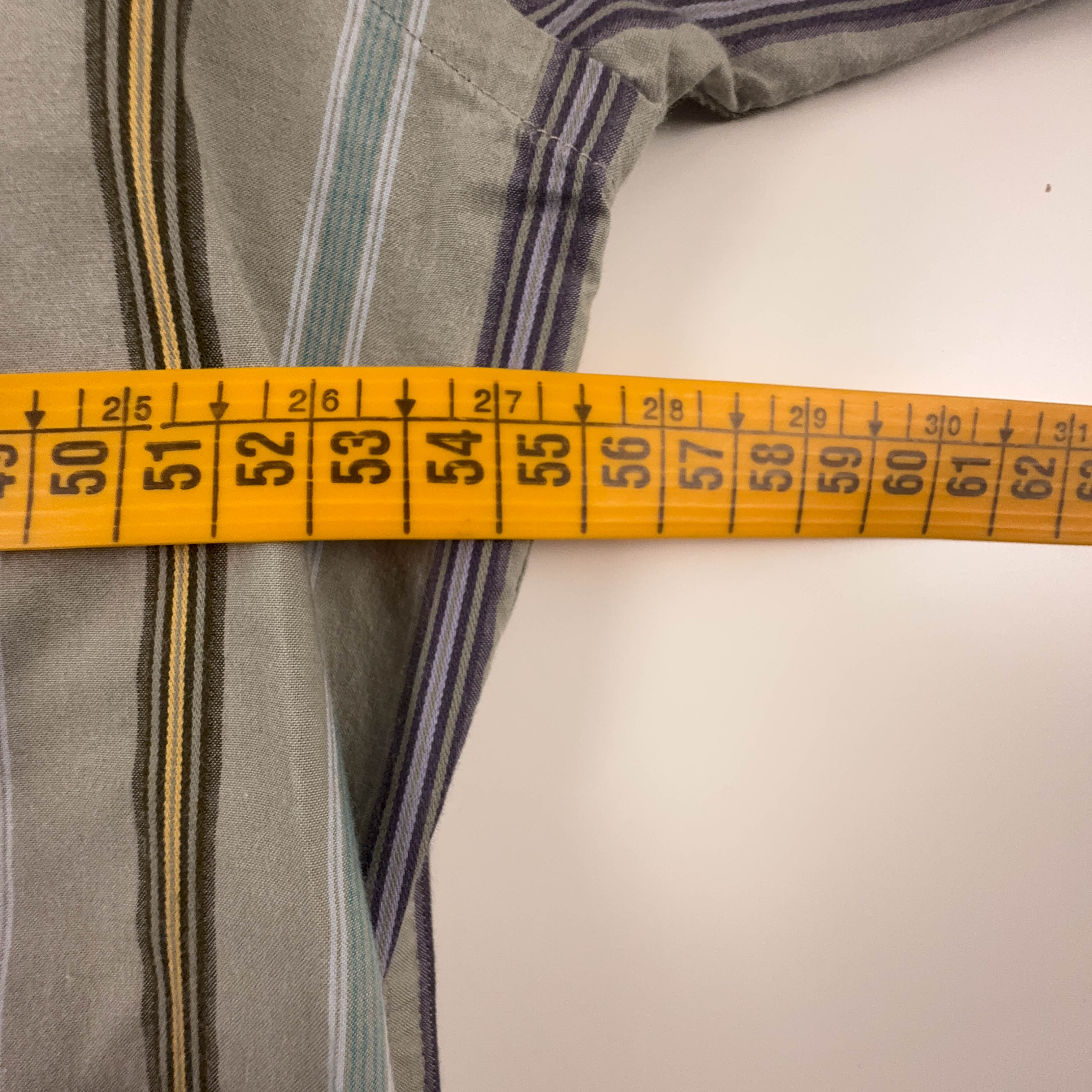 Camicia Lacoste verde grigia a righe in cotone logo ricamato - Taglia 43 uomo