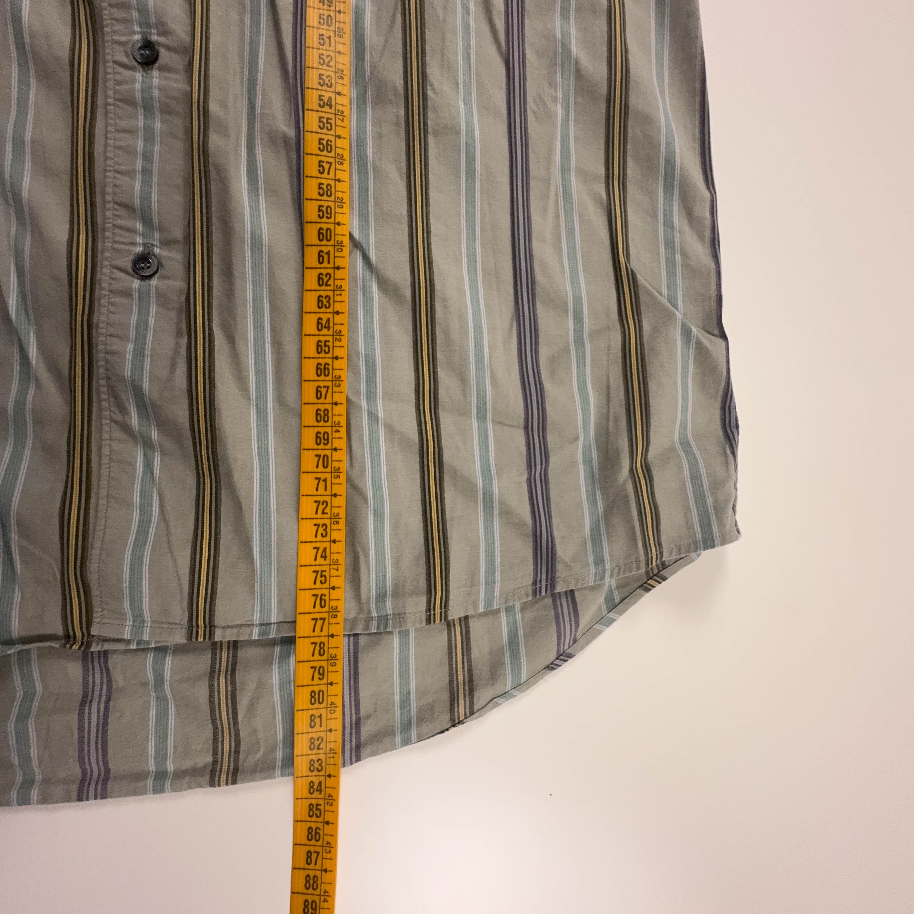 Camicia Lacoste verde grigia a righe in cotone logo ricamato - Taglia 43 uomo