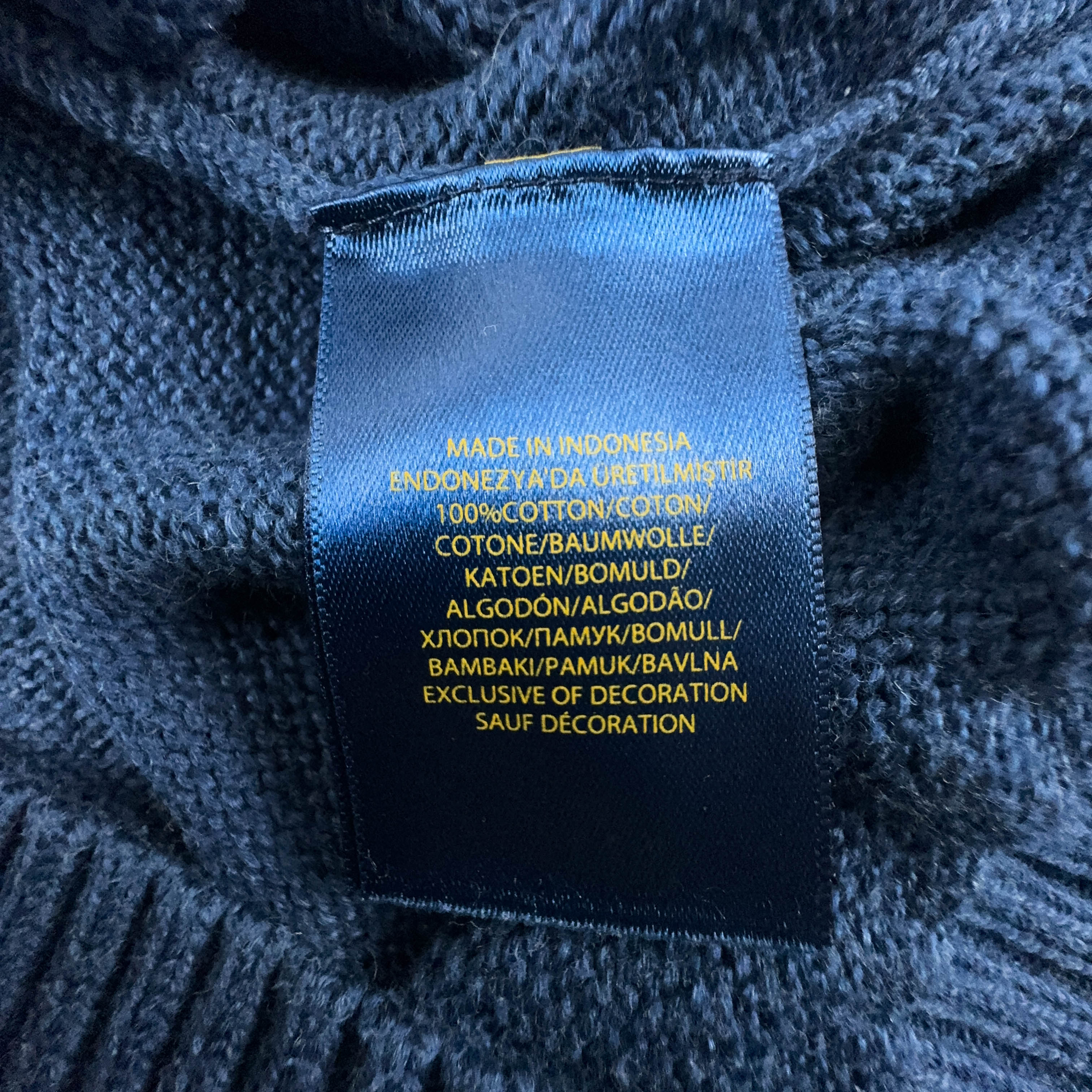 Ralph Lauren Blue Crewneck Sweater 100% Cotton - Size S Men