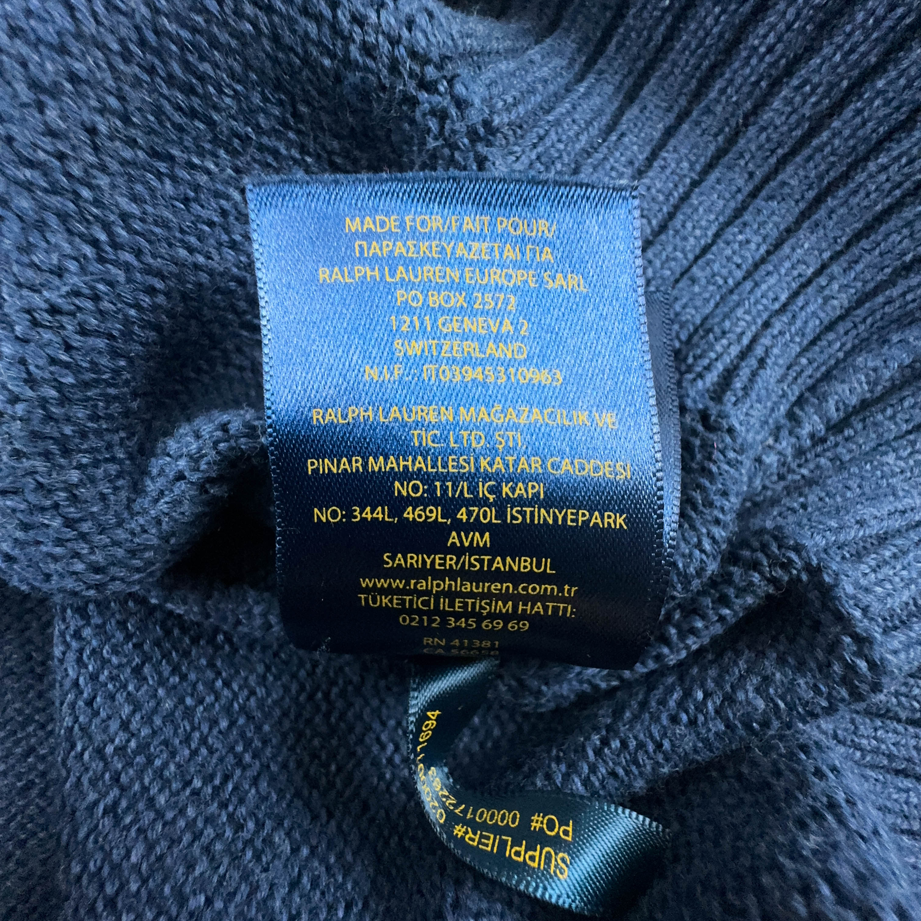 Ralph Lauren Blue Crewneck Sweater 100% Cotton - Size S Men