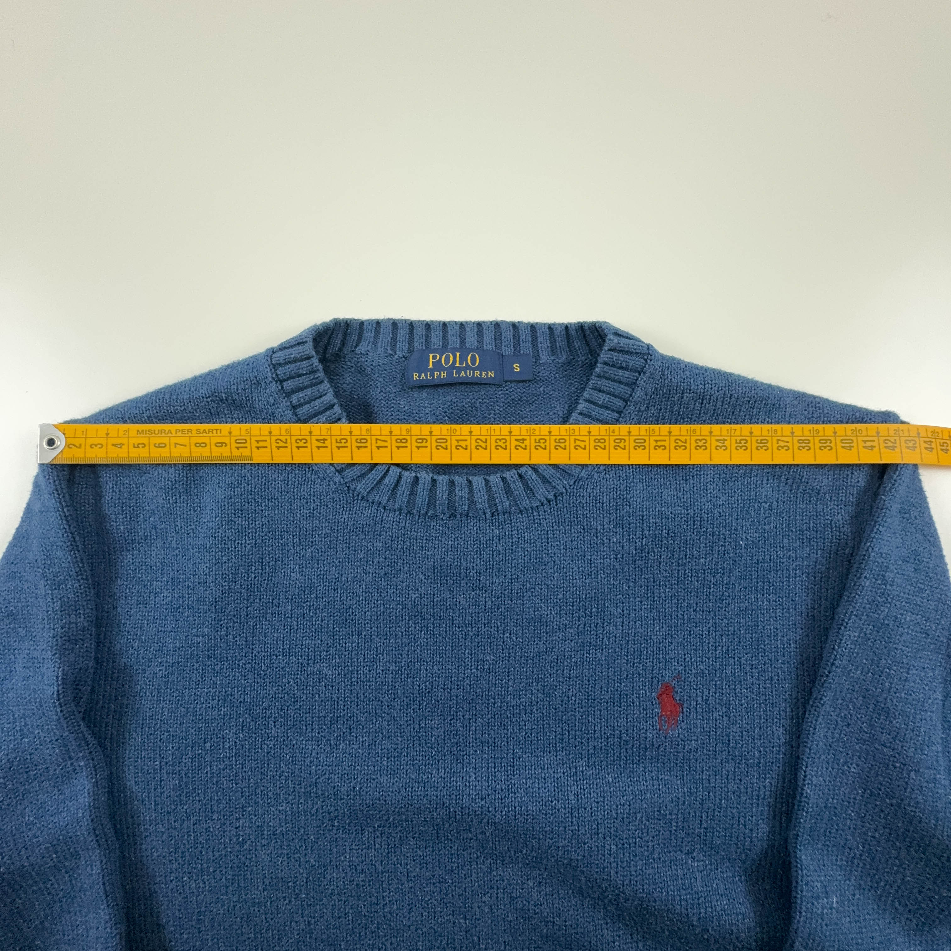 Ralph Lauren Blue Crewneck Sweater 100% Cotton - Size S Men