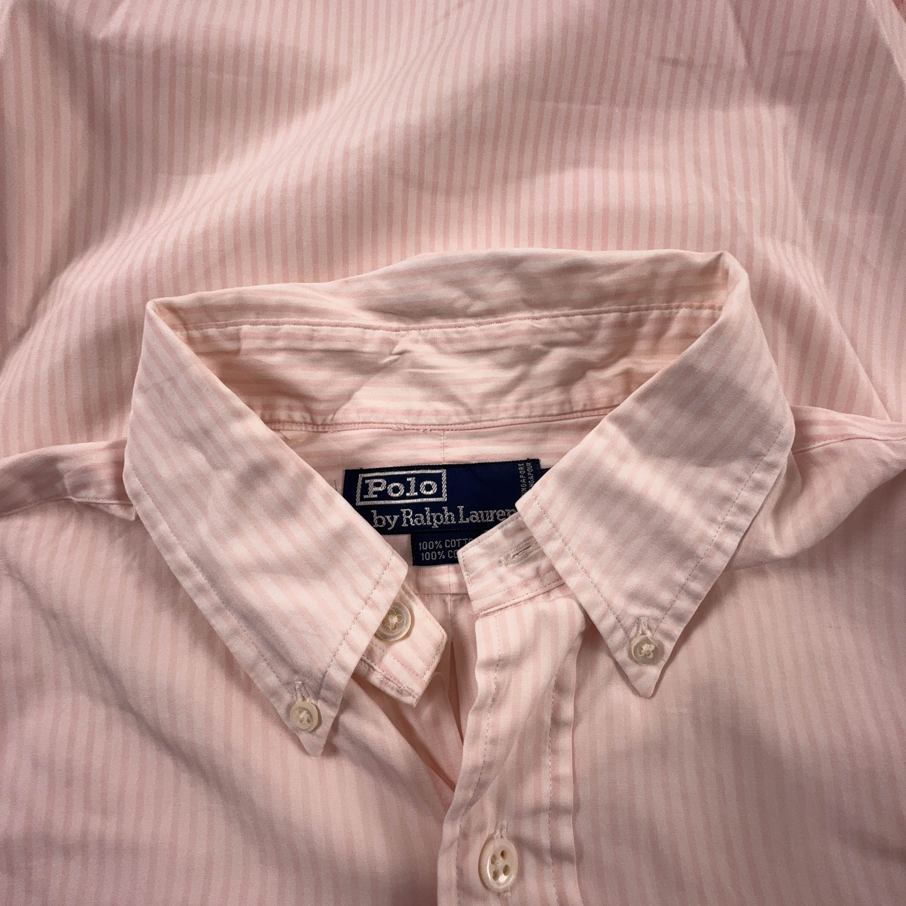 Camicia Ralph Lauren rosa e bianca a righe in cotone - Taglia 16.5 uomo