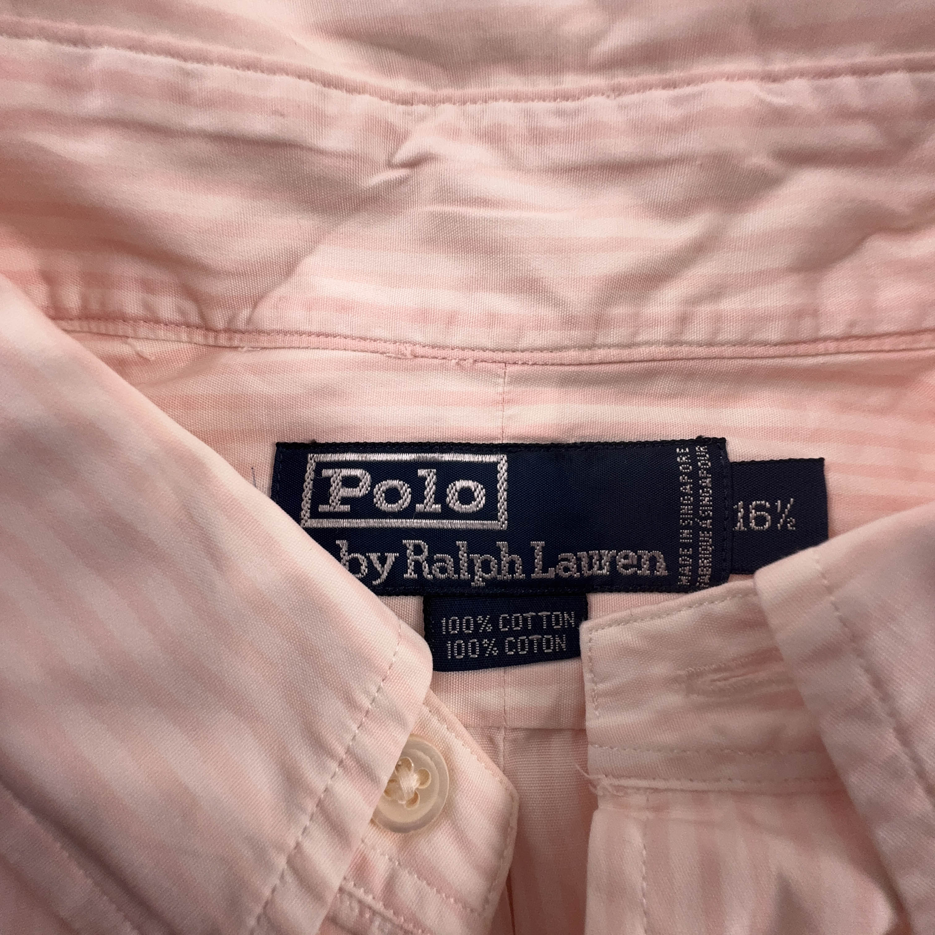 Camicia Ralph Lauren rosa e bianca a righe in cotone - Taglia 16.5 uomo