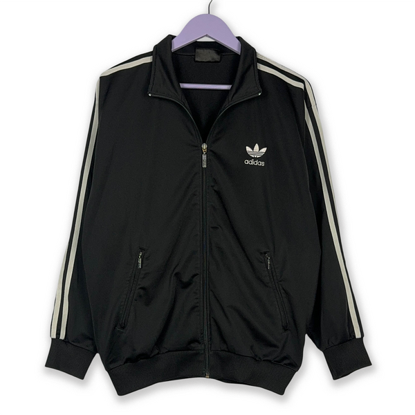 Felpa Adidas Vintage anni 90 nera con zip - Taglia S/M uomo