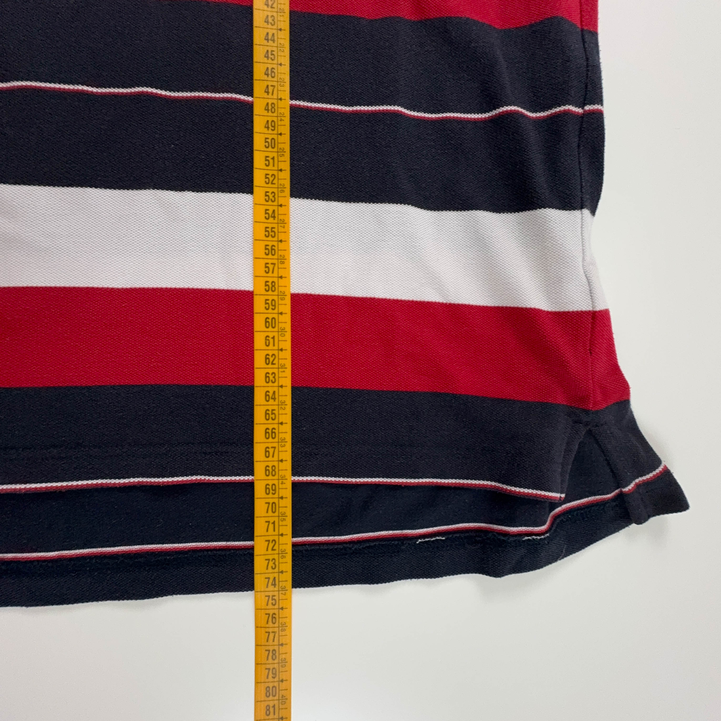 Umbro Vintage England Blue and Red Striped Cotton Polo Shirt - Men's Size XL