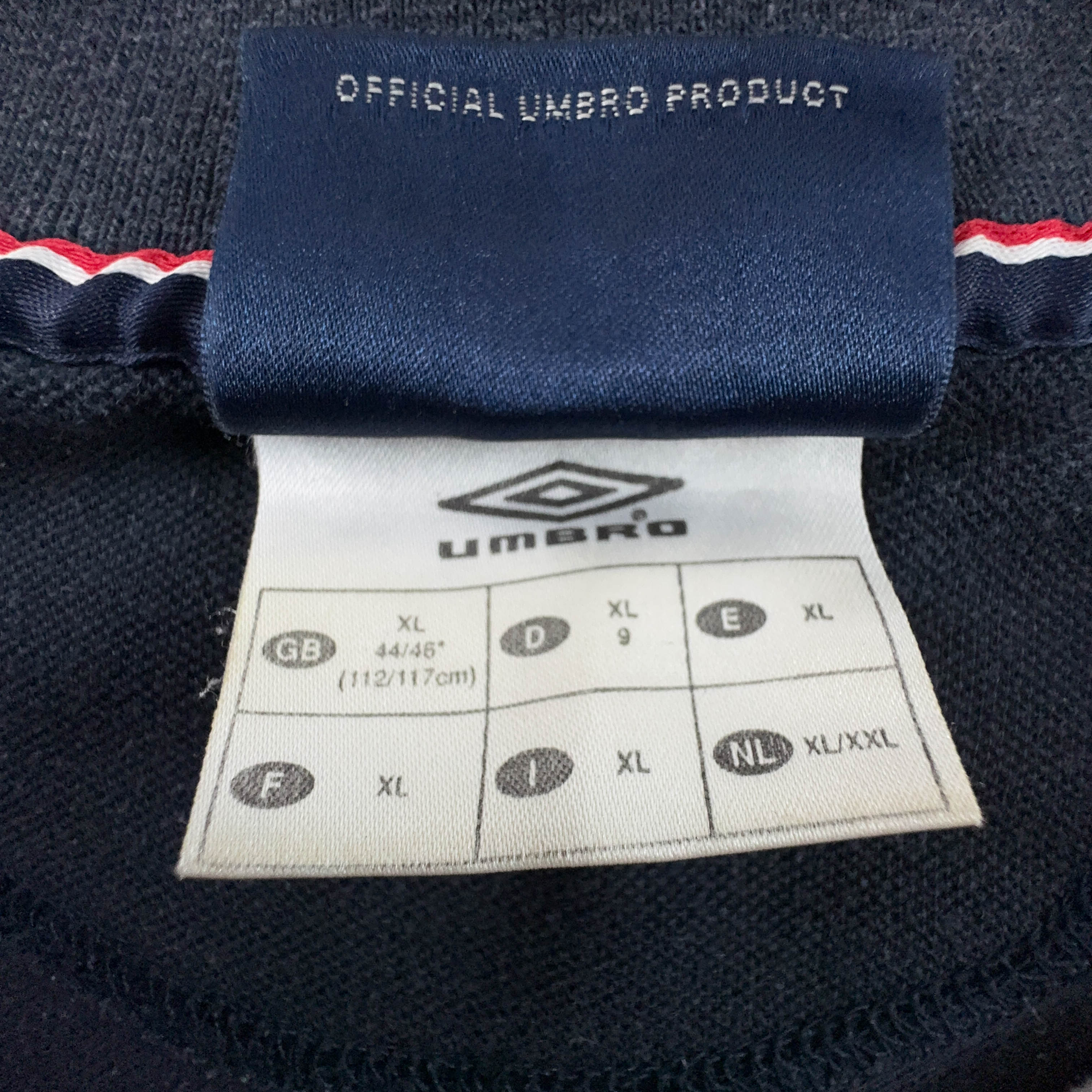 Umbro Vintage England Blue and Red Striped Cotton Polo Shirt - Men's Size XL