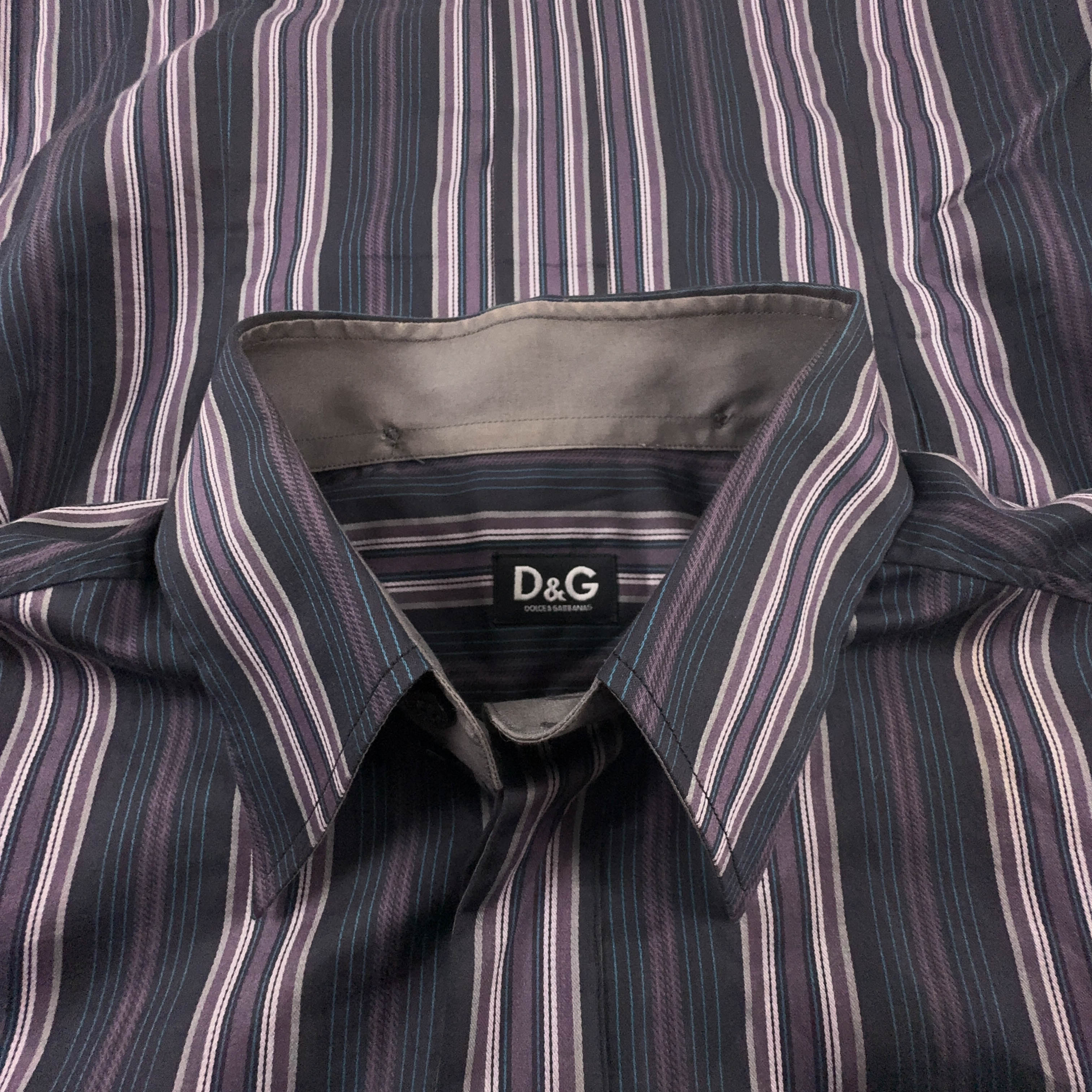 Camicia Dolce & Gabbana viola a righe 97% cotone - Taglia 48 uomo