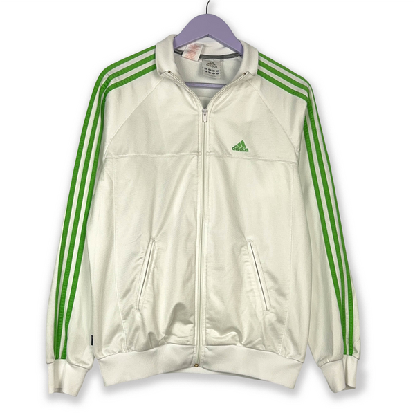 Felpa Adidas Vintage anni 2000 bianco perlato con zip - Taglia M uomo