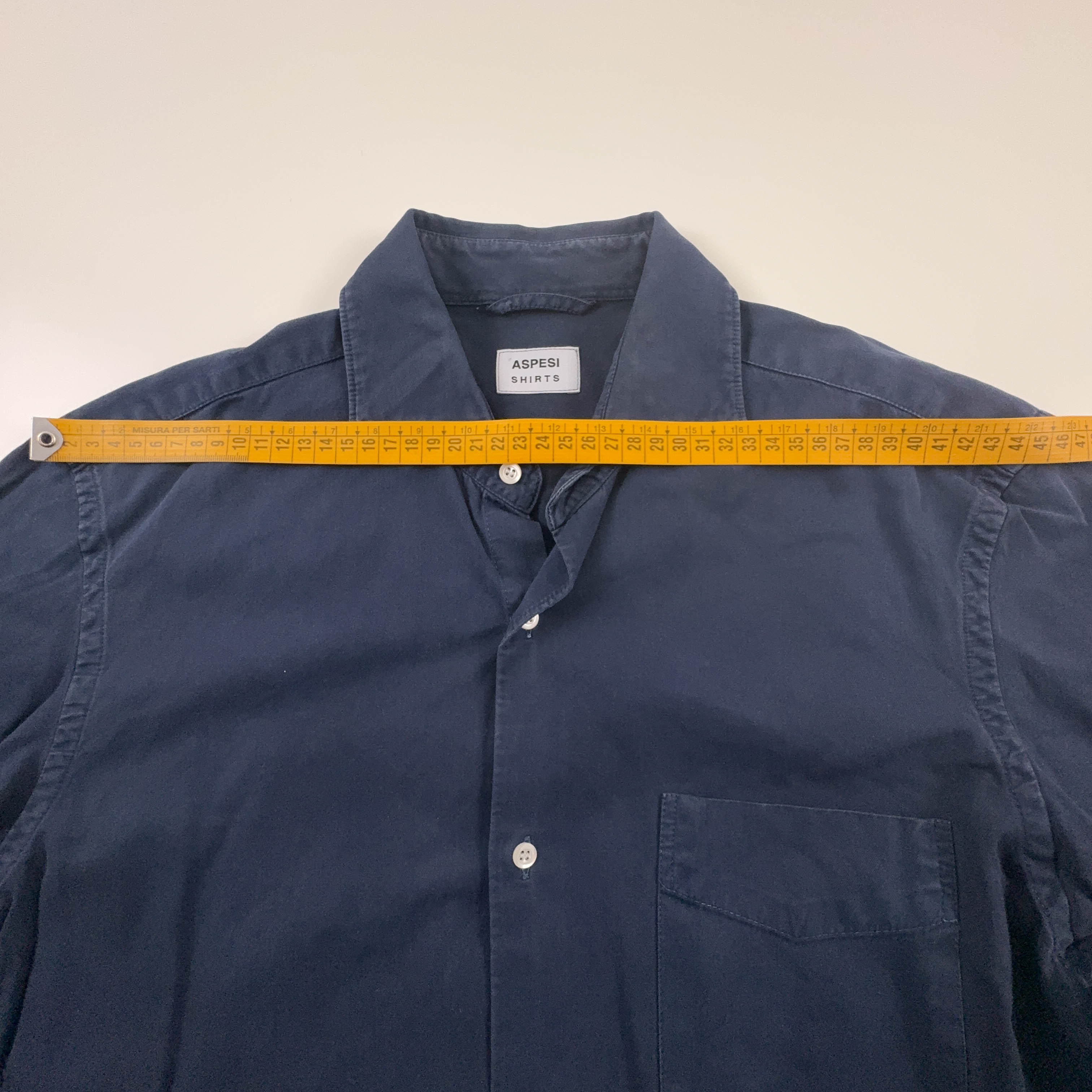 Camicia Aspesi blu scura a tinta unita in cotone - Taglia L 48 uomo