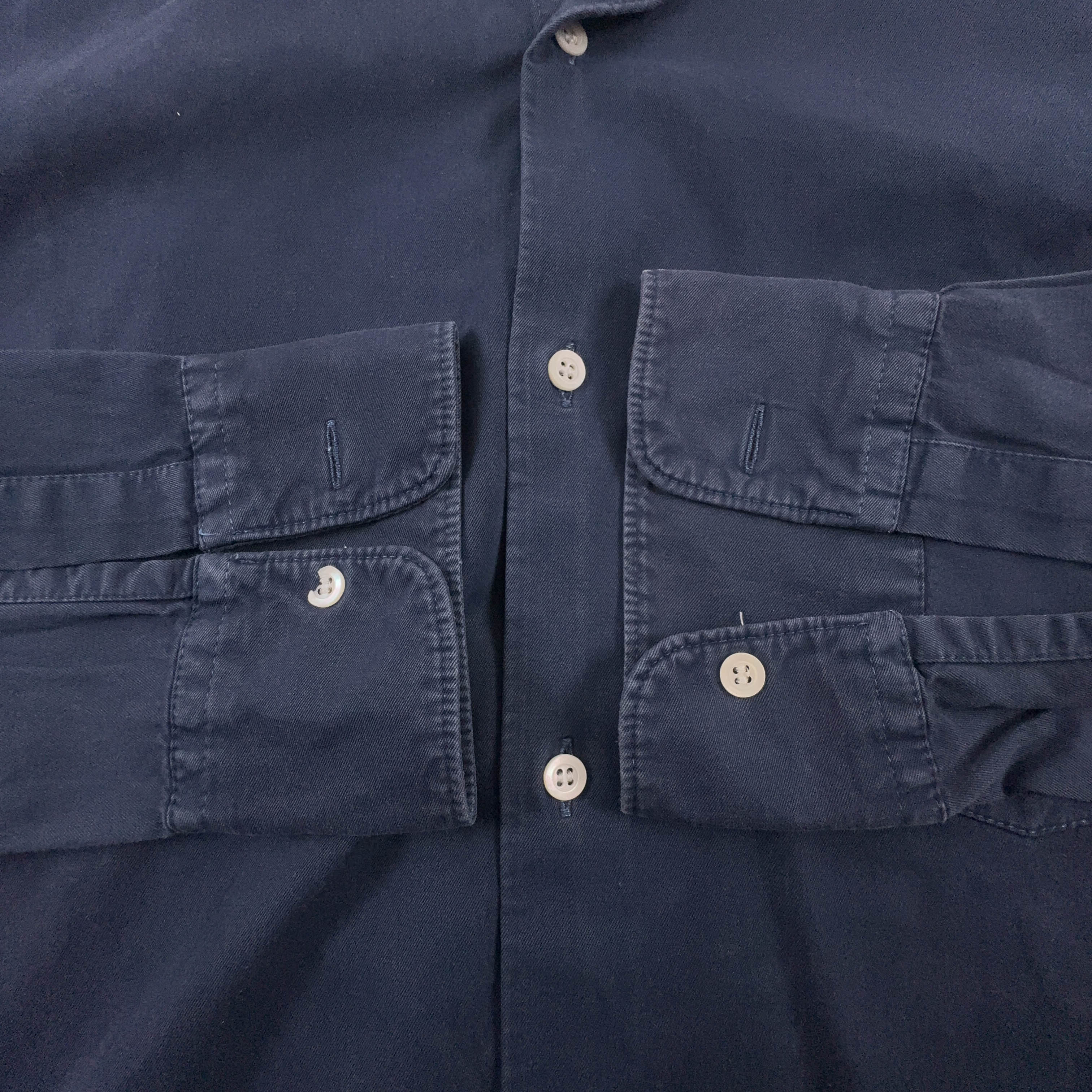 Camicia Aspesi blu scura a tinta unita in cotone - Taglia L 48 uomo