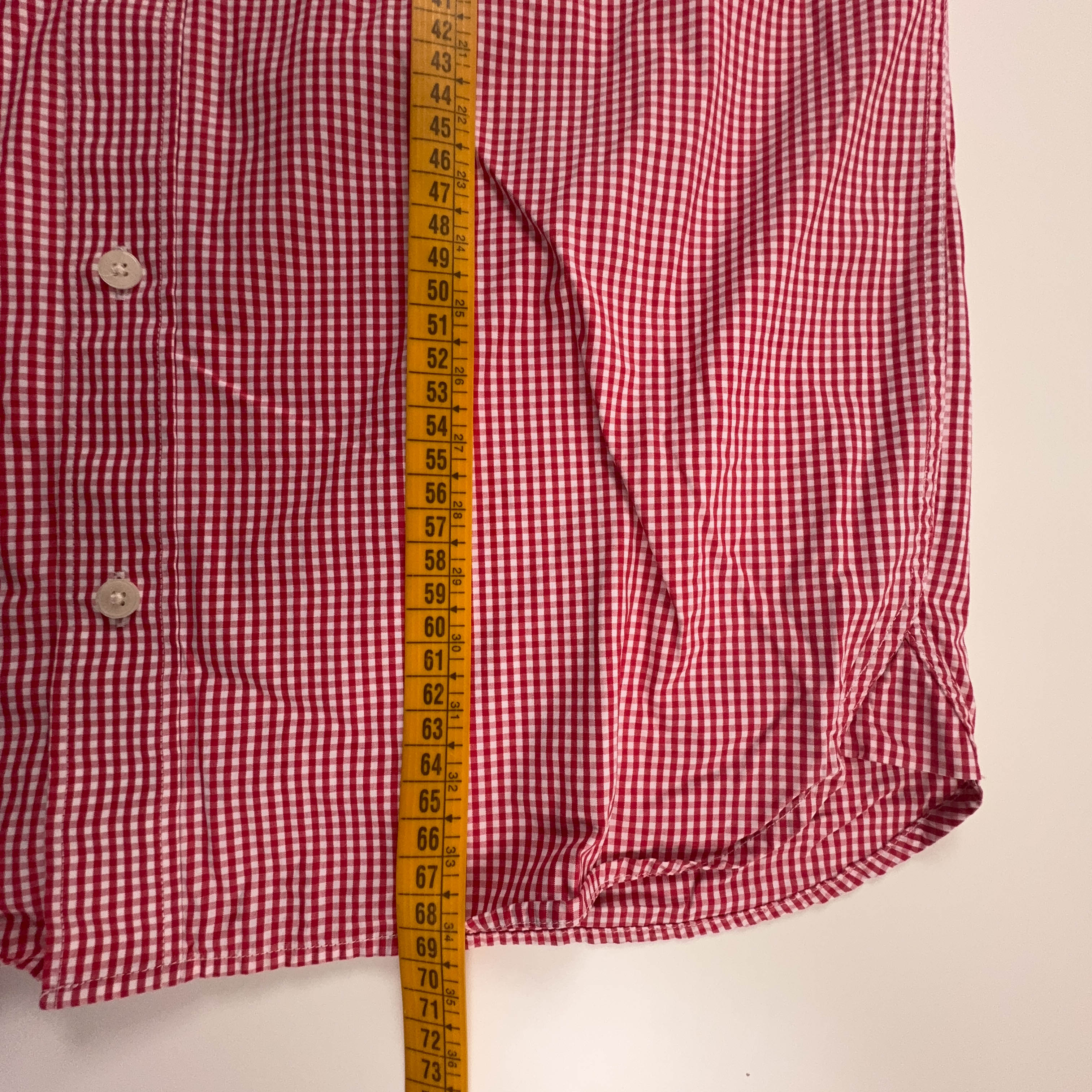 Camicia Fred Perry rossa e bianca a quadri in cotone logo ricamato - Taglia L uomo