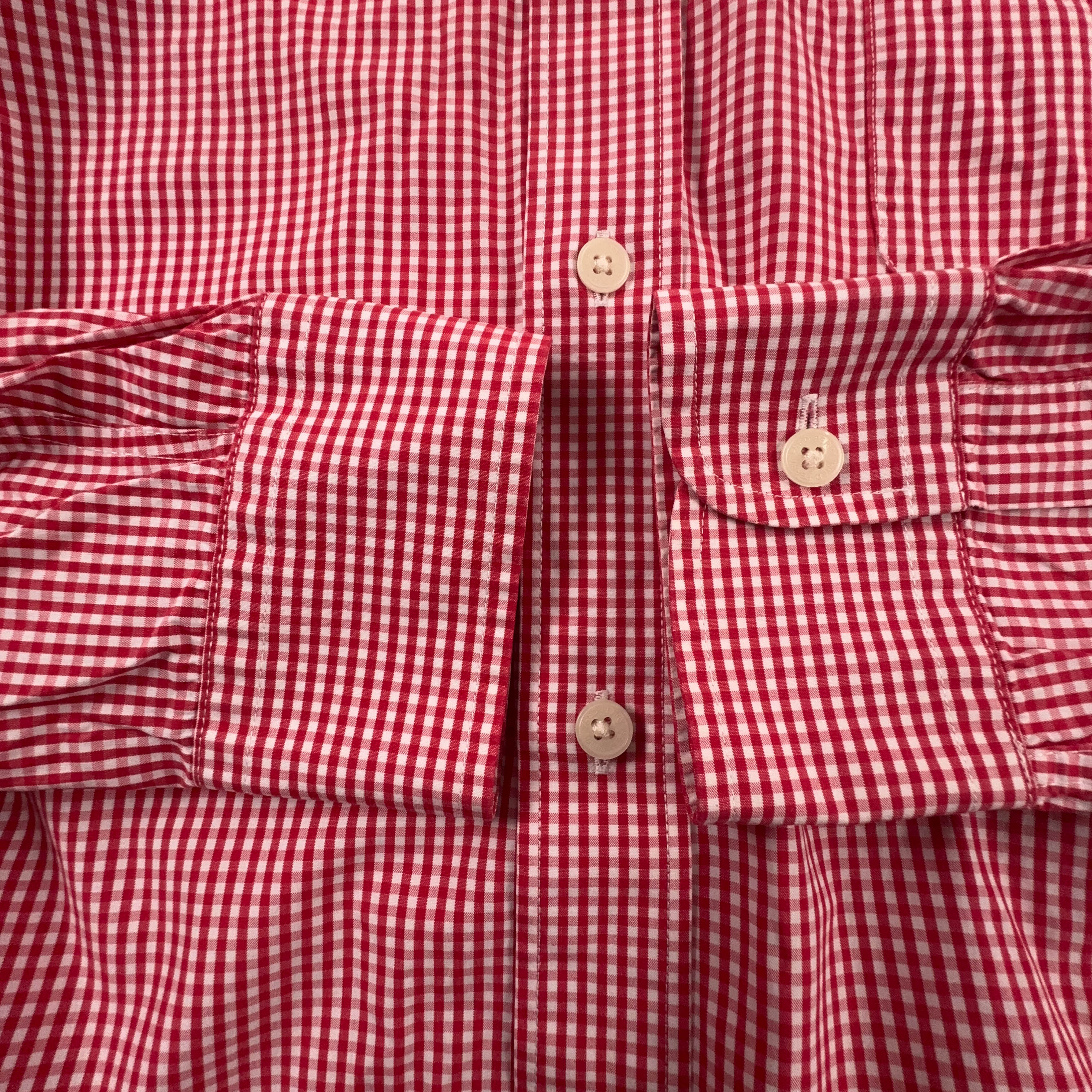 Camicia Fred Perry rossa e bianca a quadri in cotone logo ricamato - Taglia L uomo