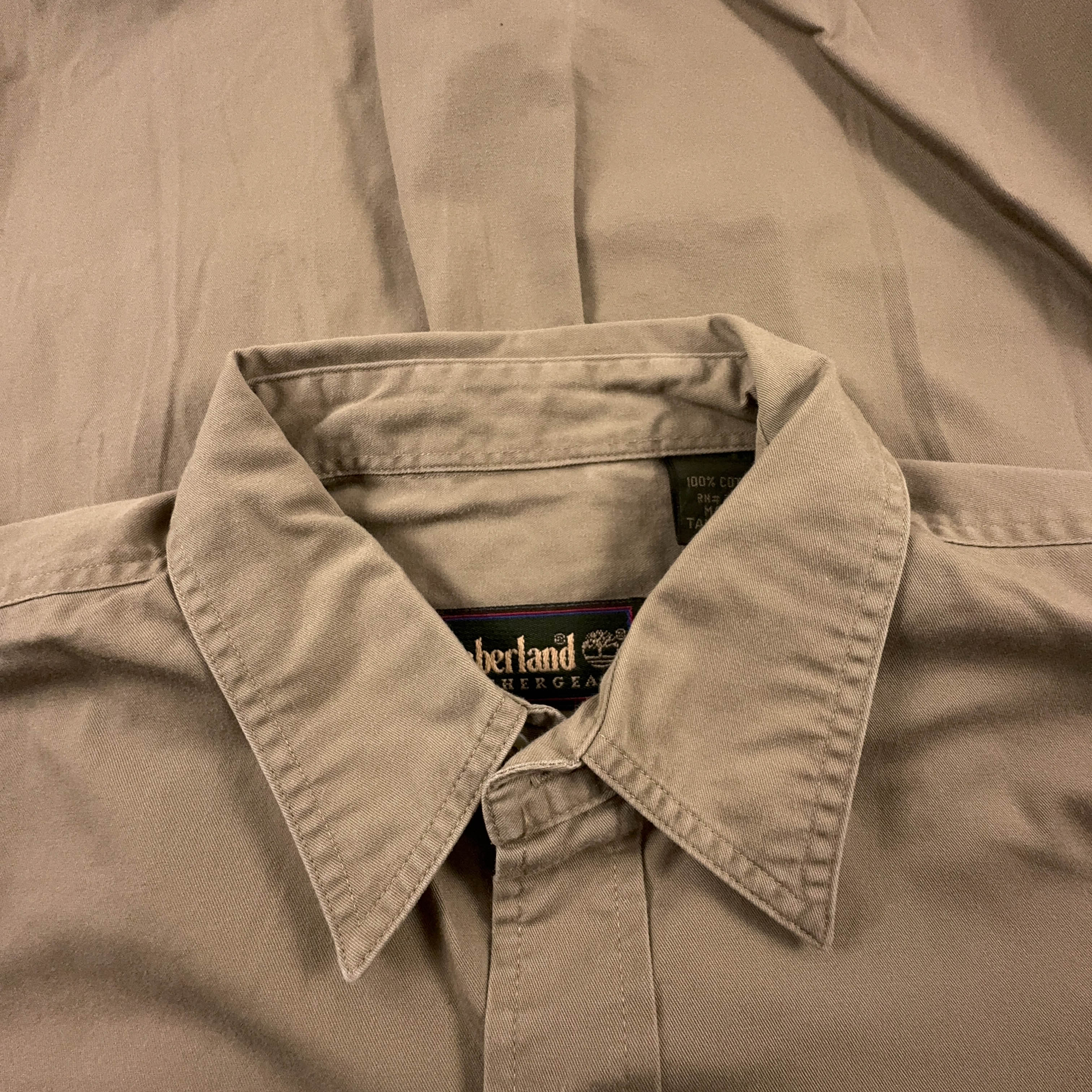 Camicia Timberland Vintage marrone a tinta unita in cotone - Taglia M uomo