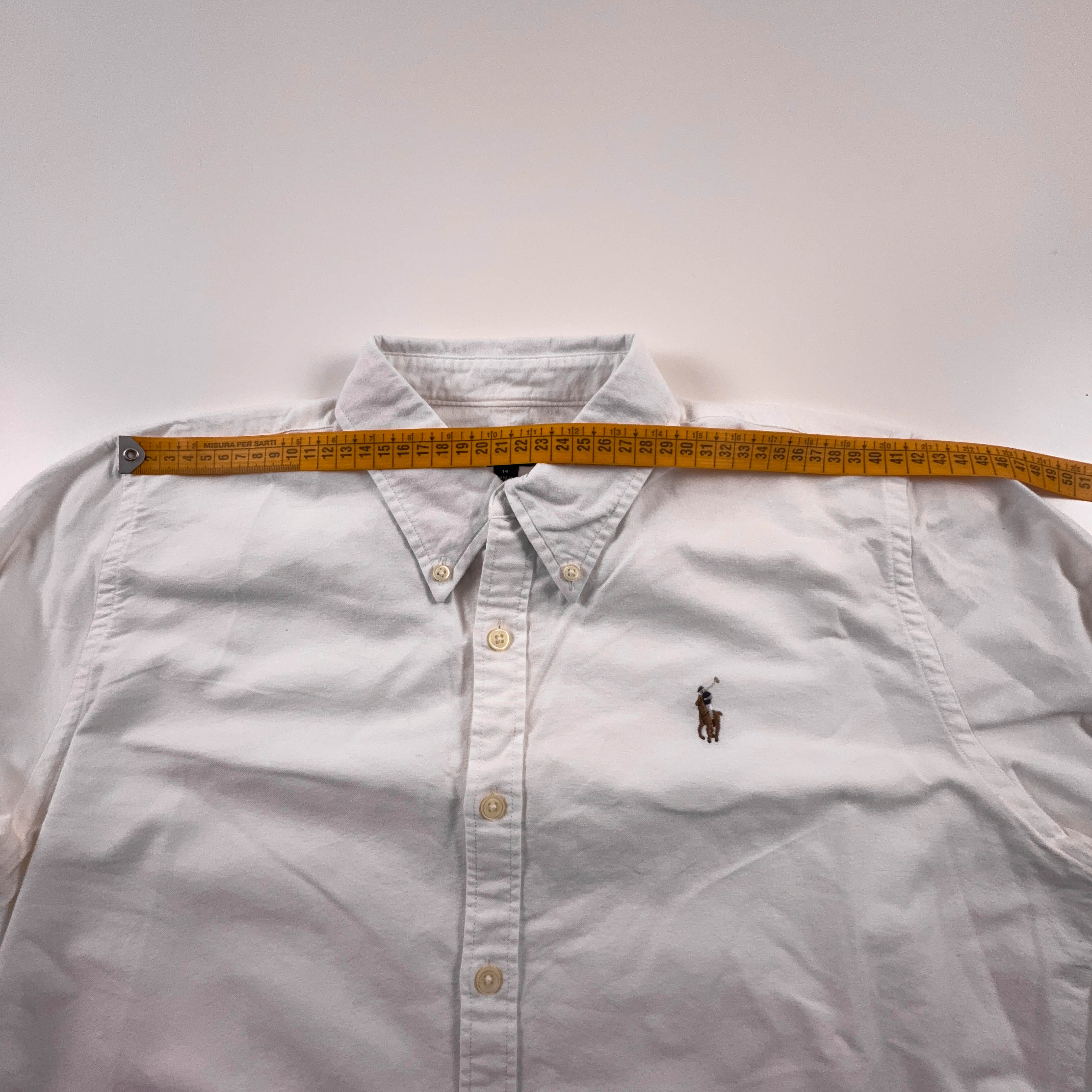 Camicia Ralph Lauren bianca a tinta unita in cotone logo ricamato - Taglia S/M uomo