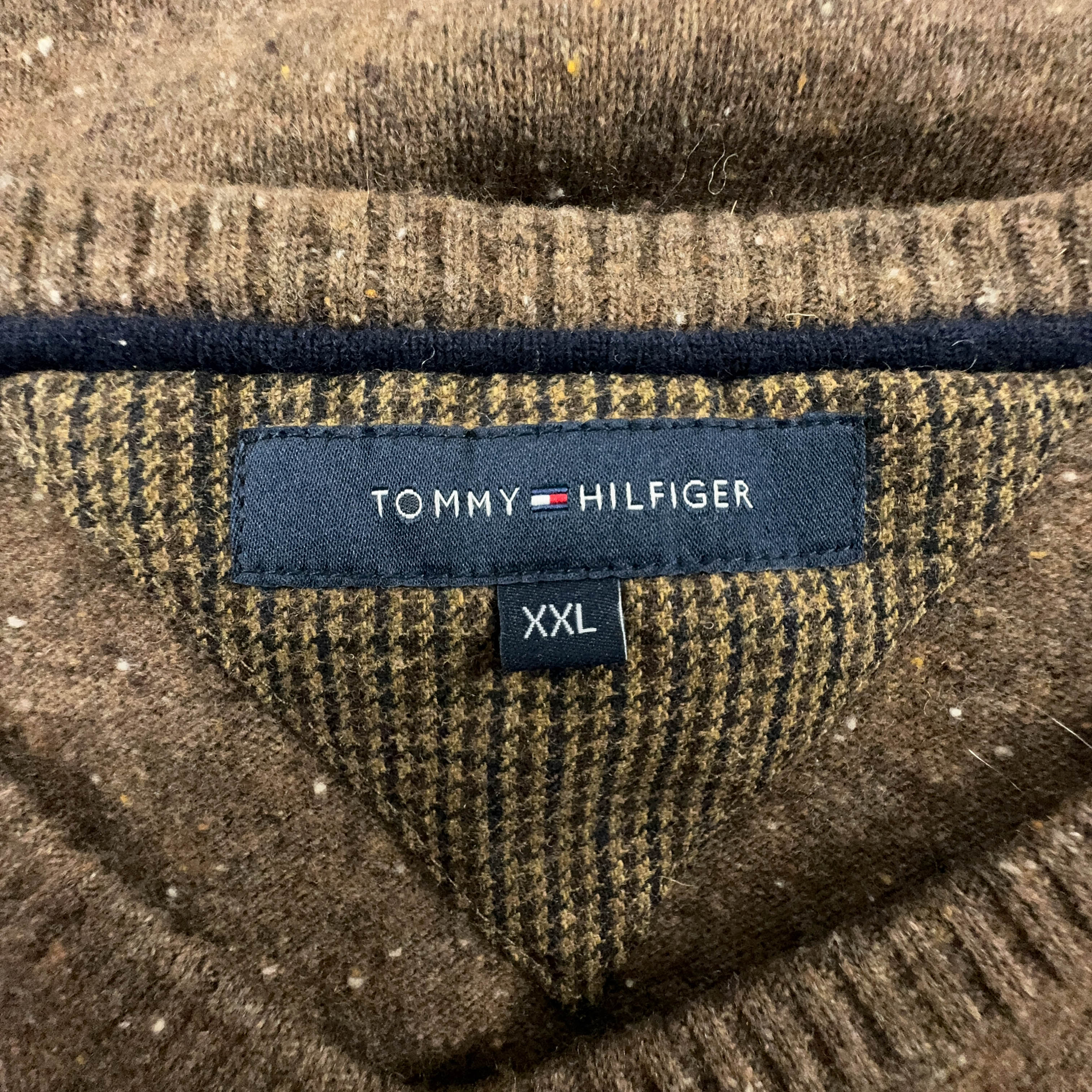 Tommy Hilfiger Brown 80% Lambswool V-Neck Sweater - Size XXL Men