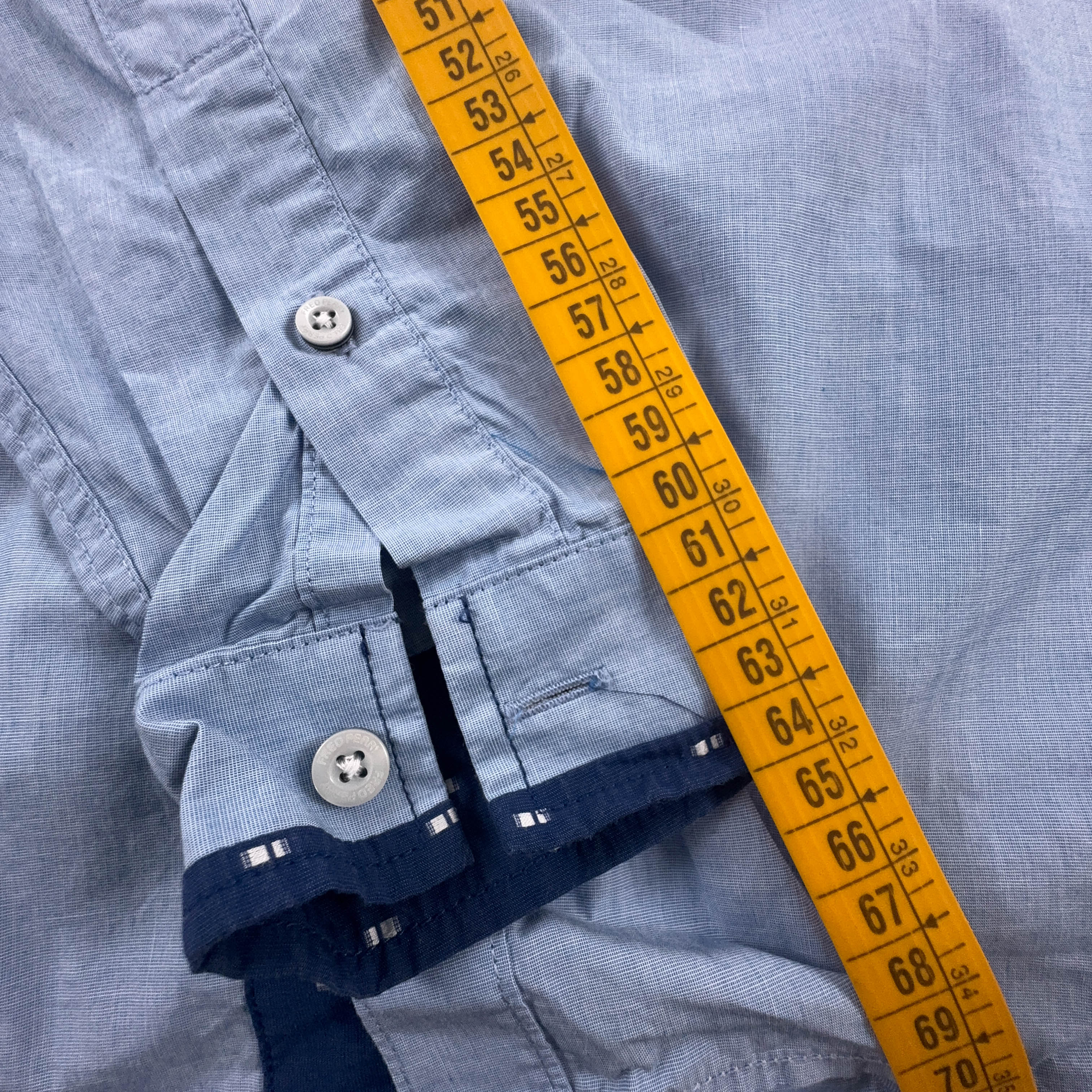 Camicia Fred Perry azzurra a tinta unita in cotone logo ricamato - Taglia S uomo