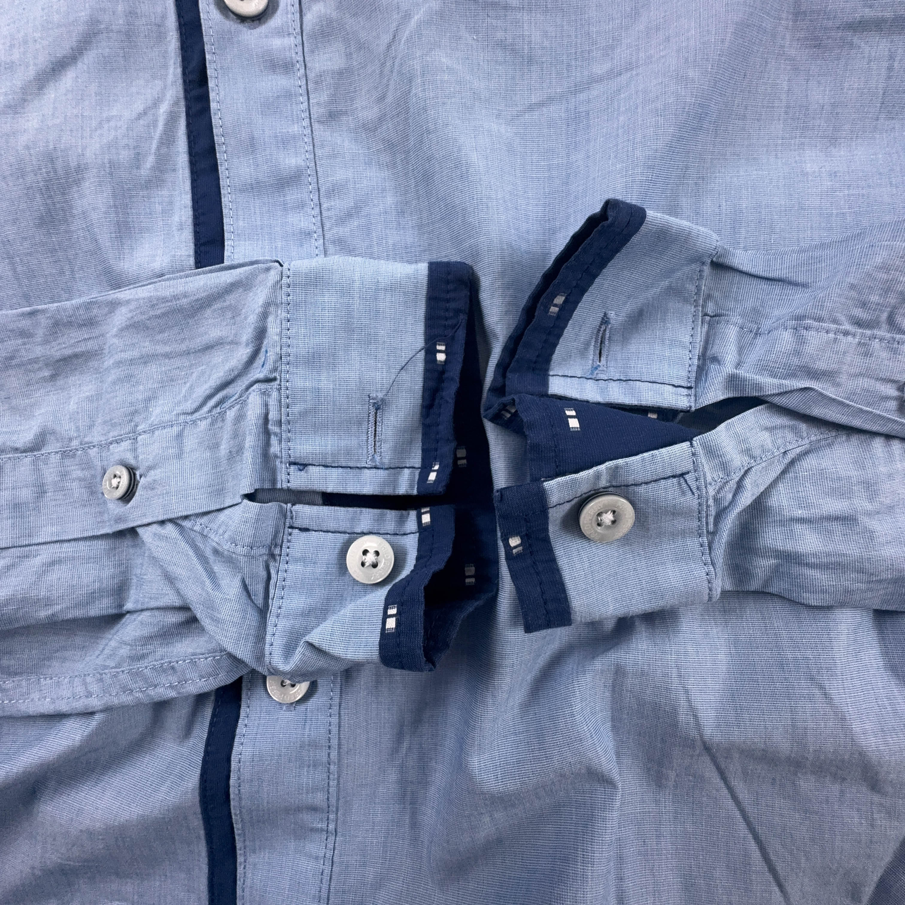 Camicia Fred Perry azzurra a tinta unita in cotone logo ricamato - Taglia S uomo