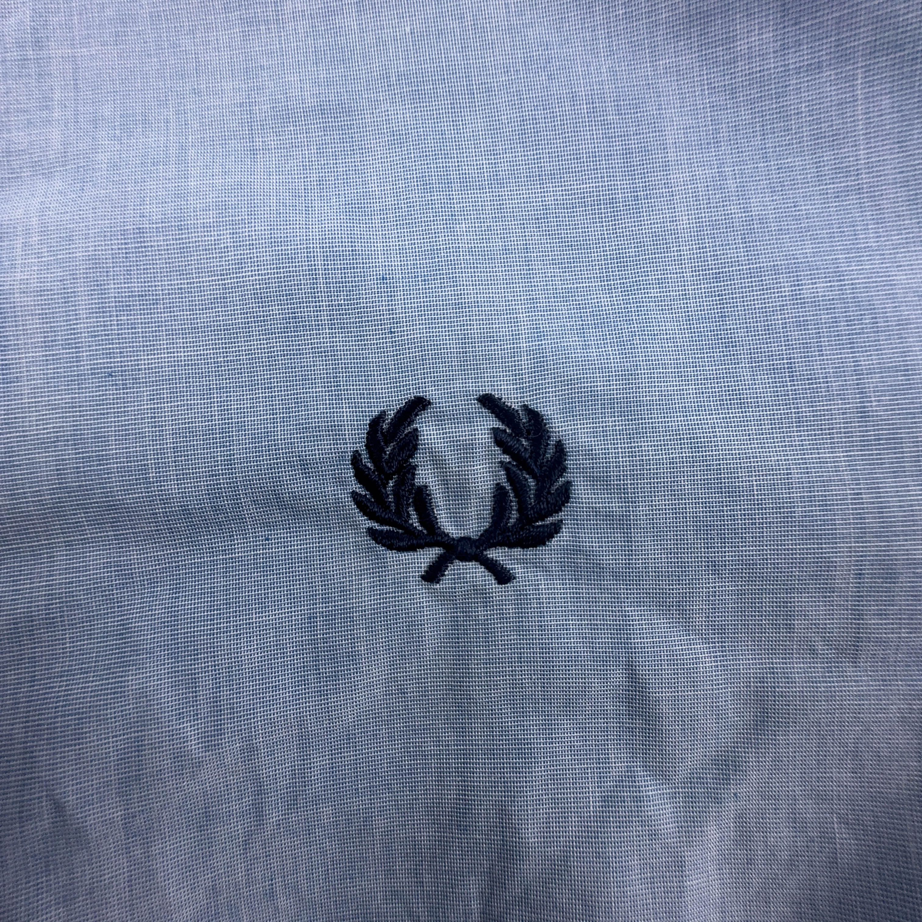 Camicia Fred Perry azzurra a tinta unita in cotone logo ricamato - Taglia S uomo