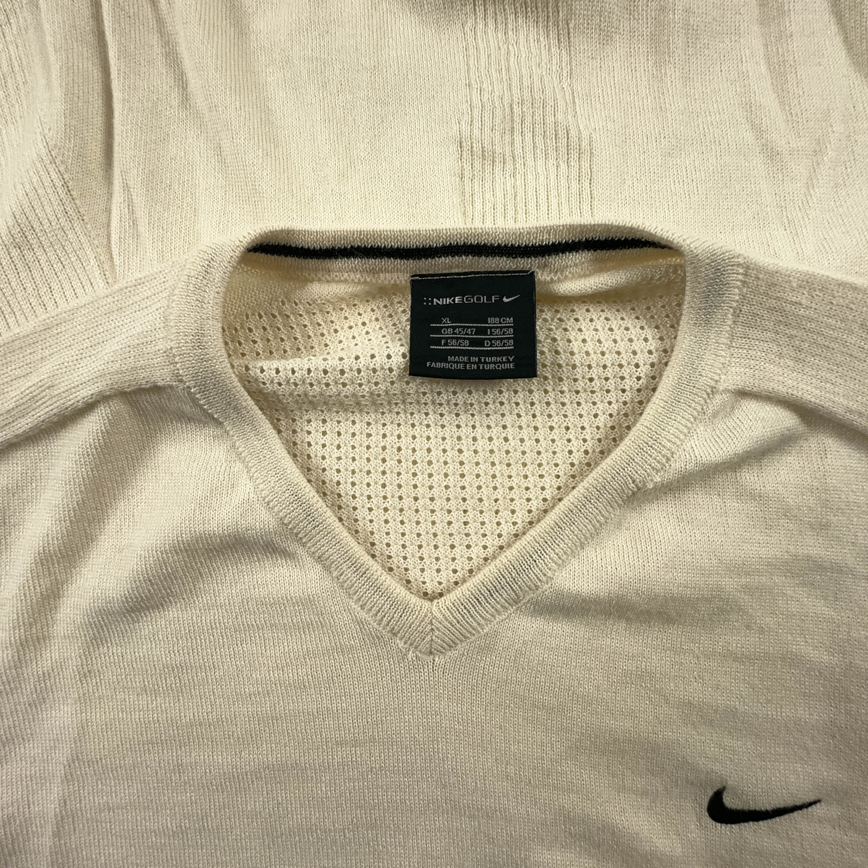 Nike Golf Vintage Lightweight V-Neck Sweater in Cream - Men's Size XL