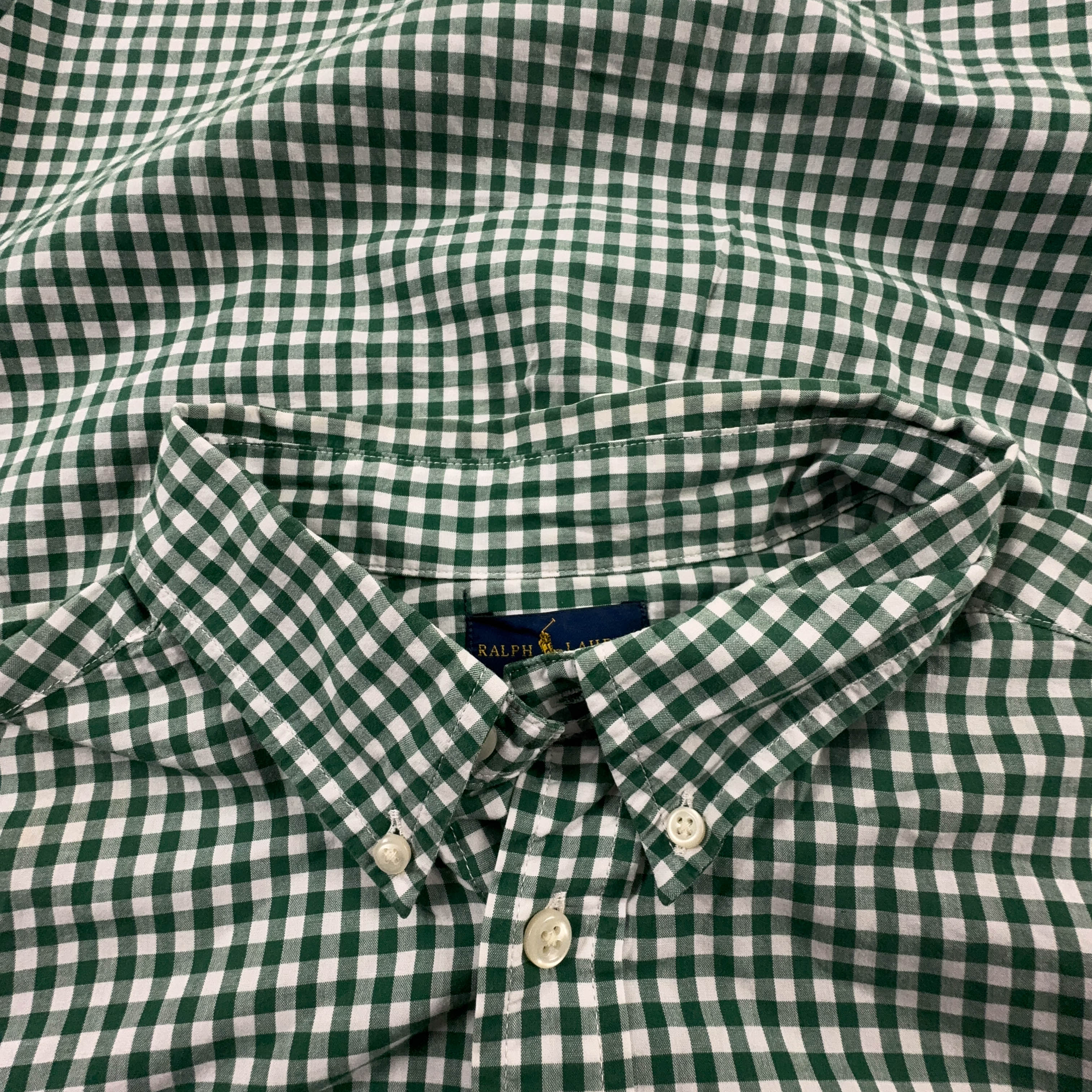 Camicia Ralph Lauren verde e bianca a quadri in cotone logo ricamato - Taglia S uomo