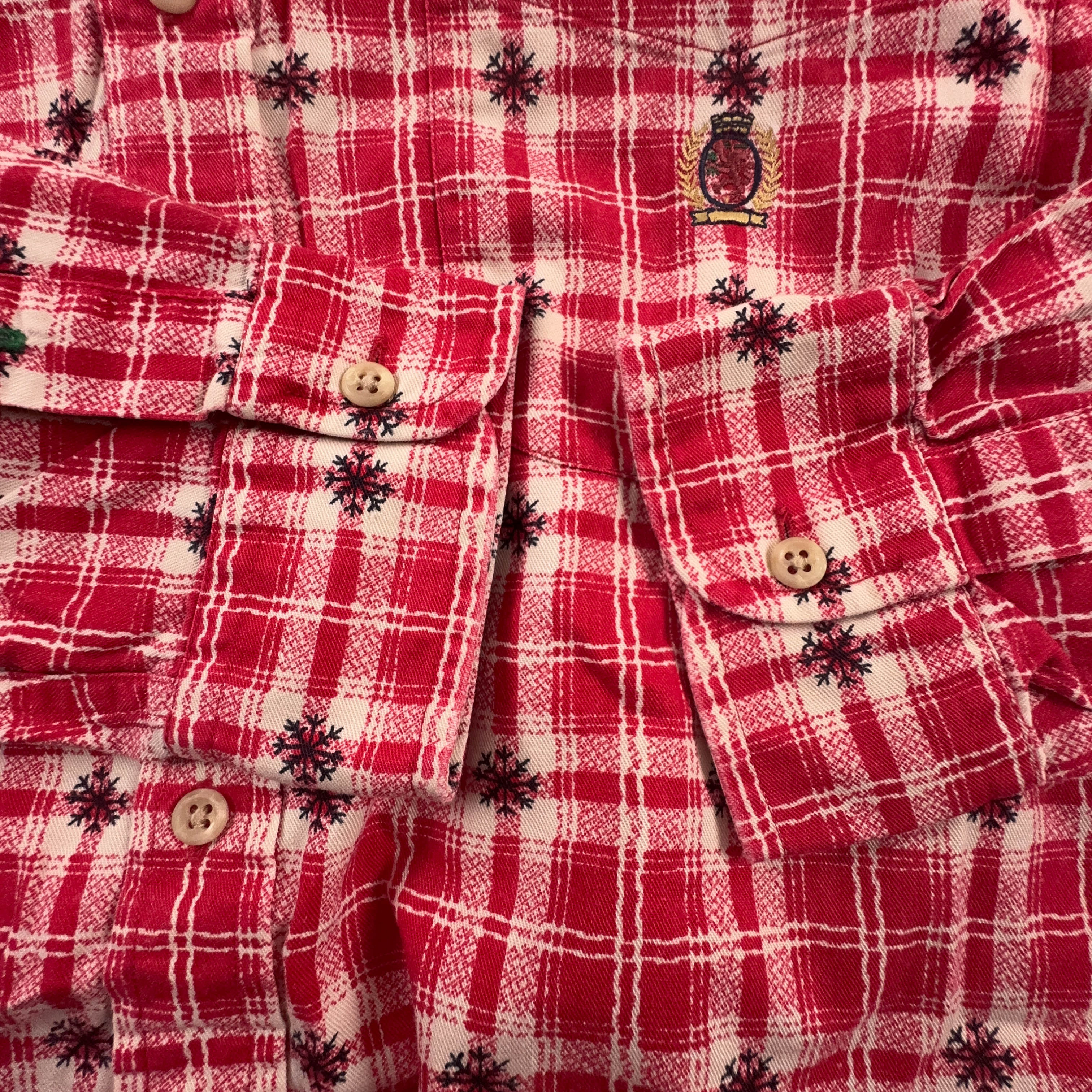 Camicia Tommy Hilfiger rossa e bianca a quadri natalizia in cotone - Taglia S uomo