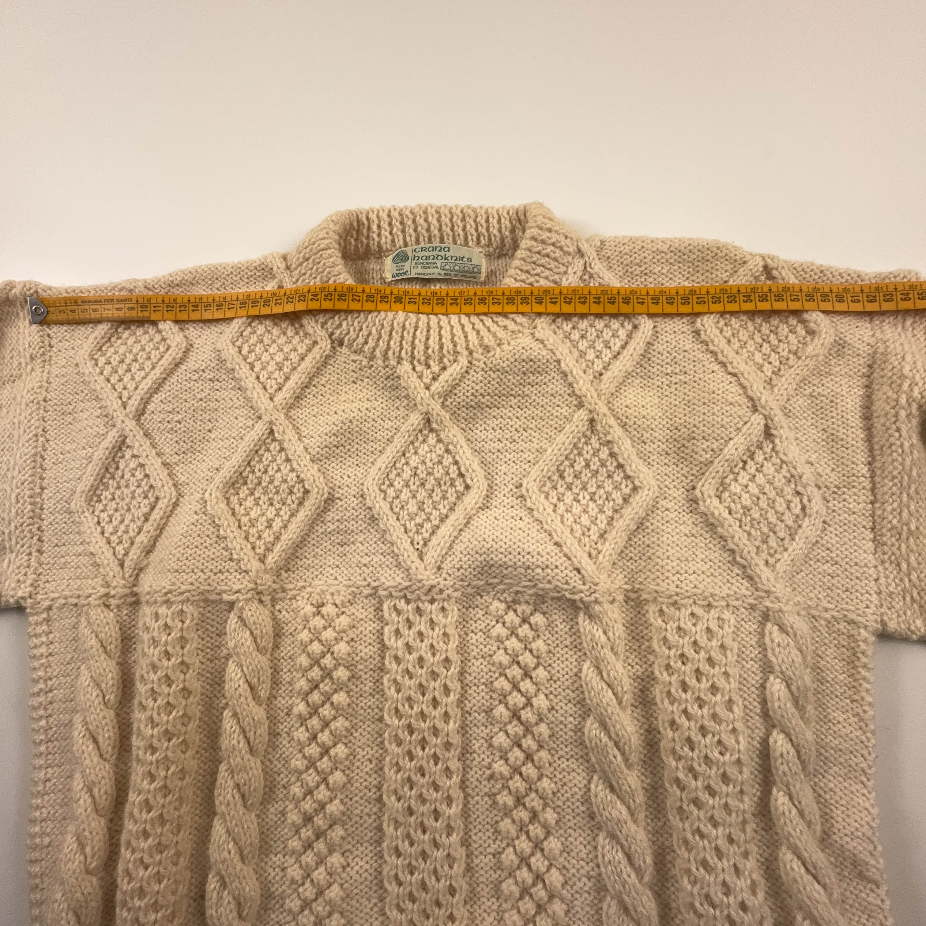 Maglione Vintage crema a girocollo 100% lana anni 80 90 - Taglia L/XL uomo