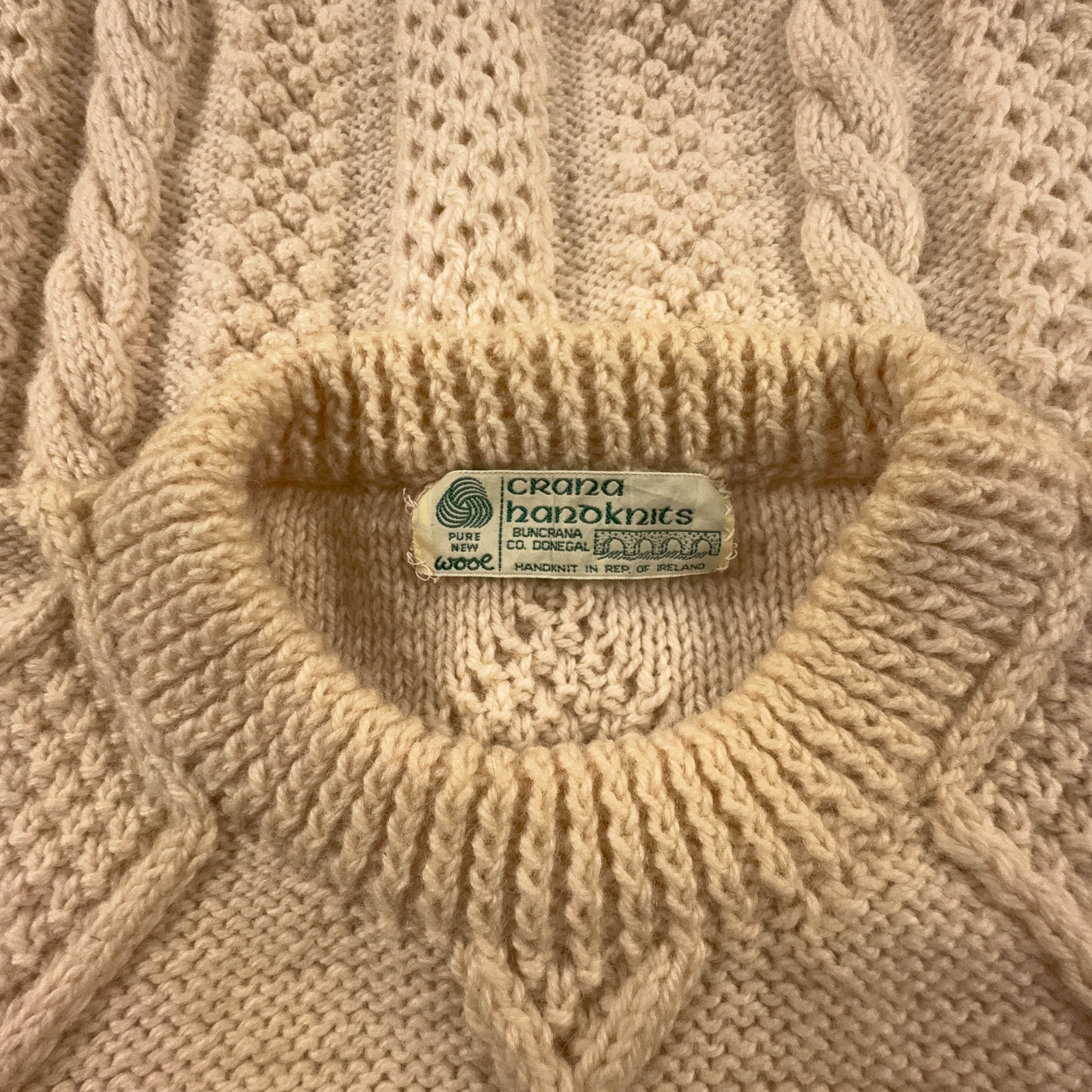 Maglione Vintage crema a girocollo 100% lana anni 80 90 - Taglia L/XL uomo