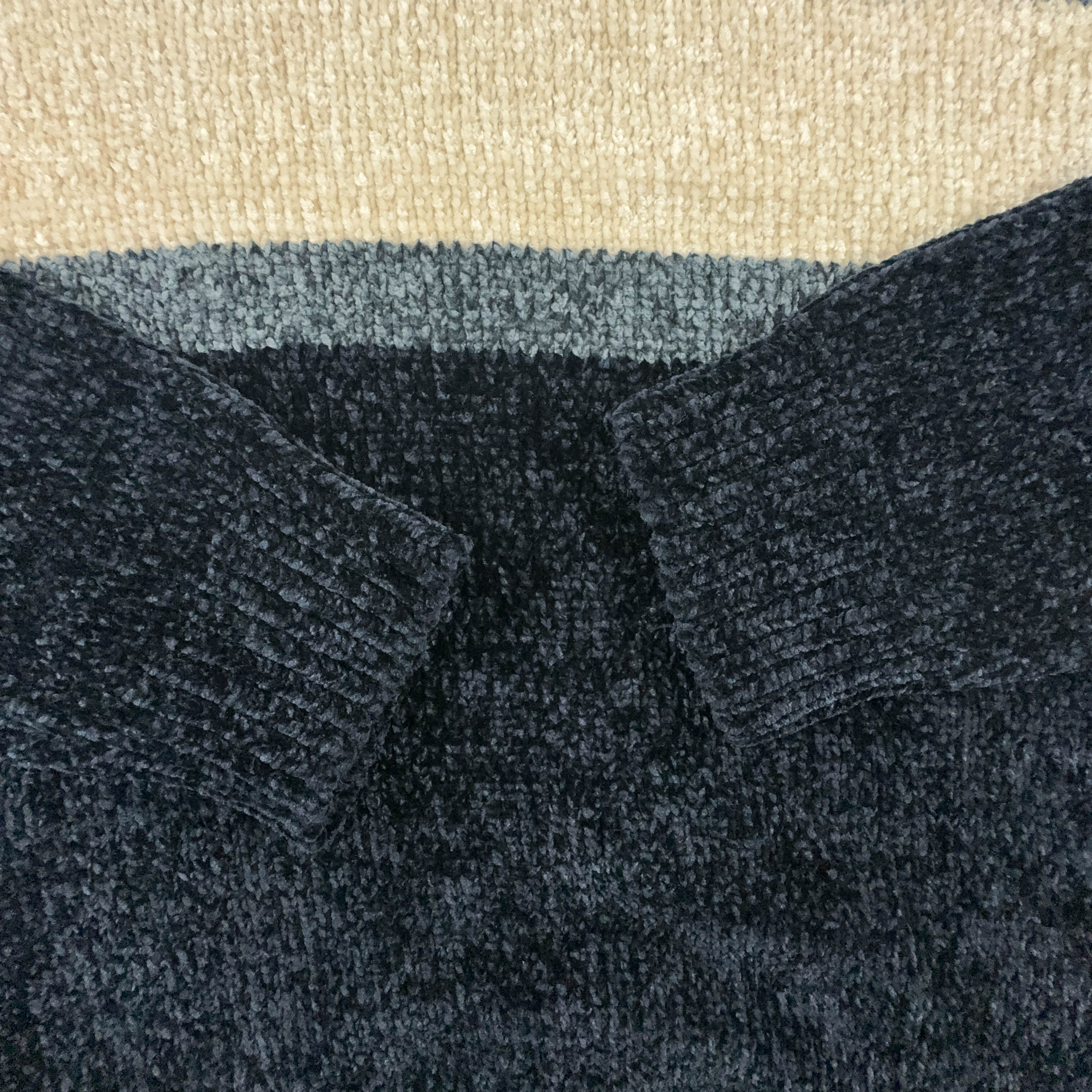 Emporio Armani Dark Blue & Beige Crew Neck Sweater - Size L/XL Men