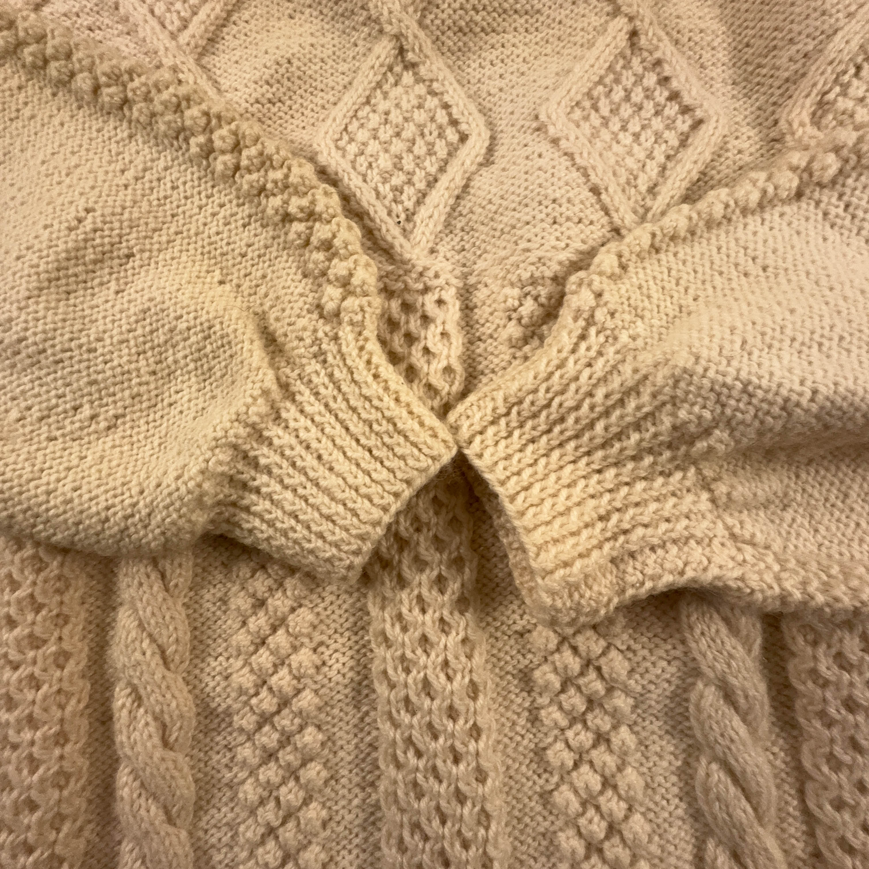 Maglione Vintage crema a girocollo 100% lana anni 80 90 - Taglia L/XL uomo