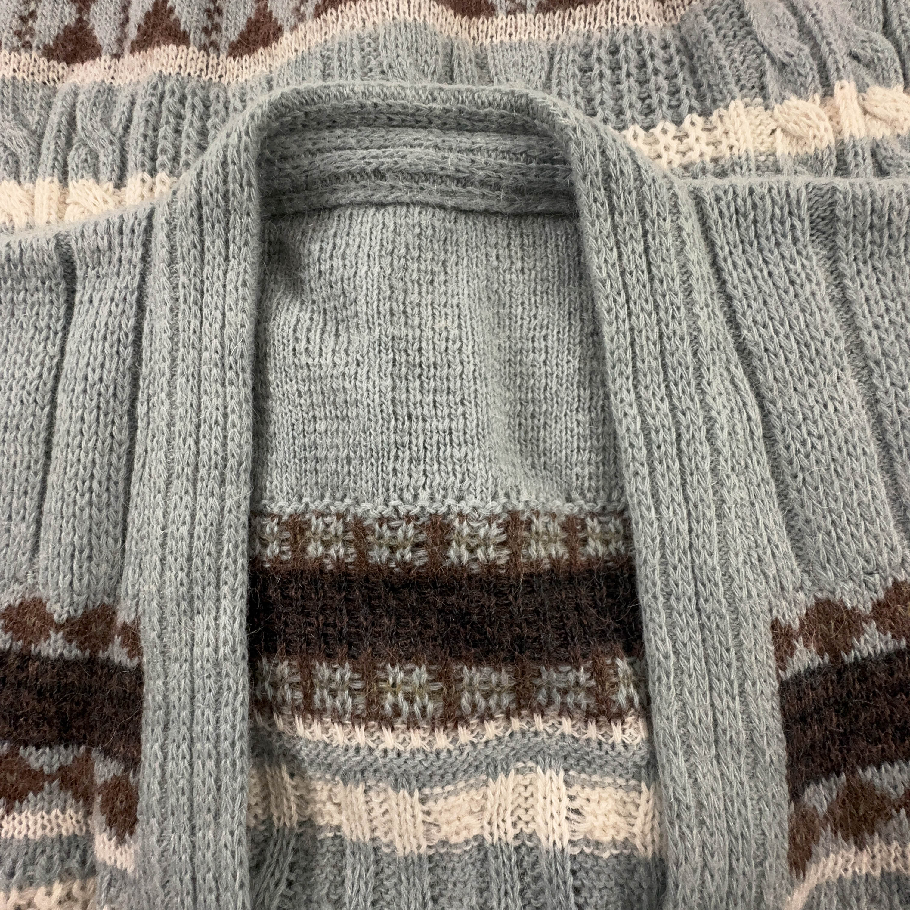 Cardigan Vintage azzurro geometrico con bottoni anni 80 90 - Taglia XL uomo