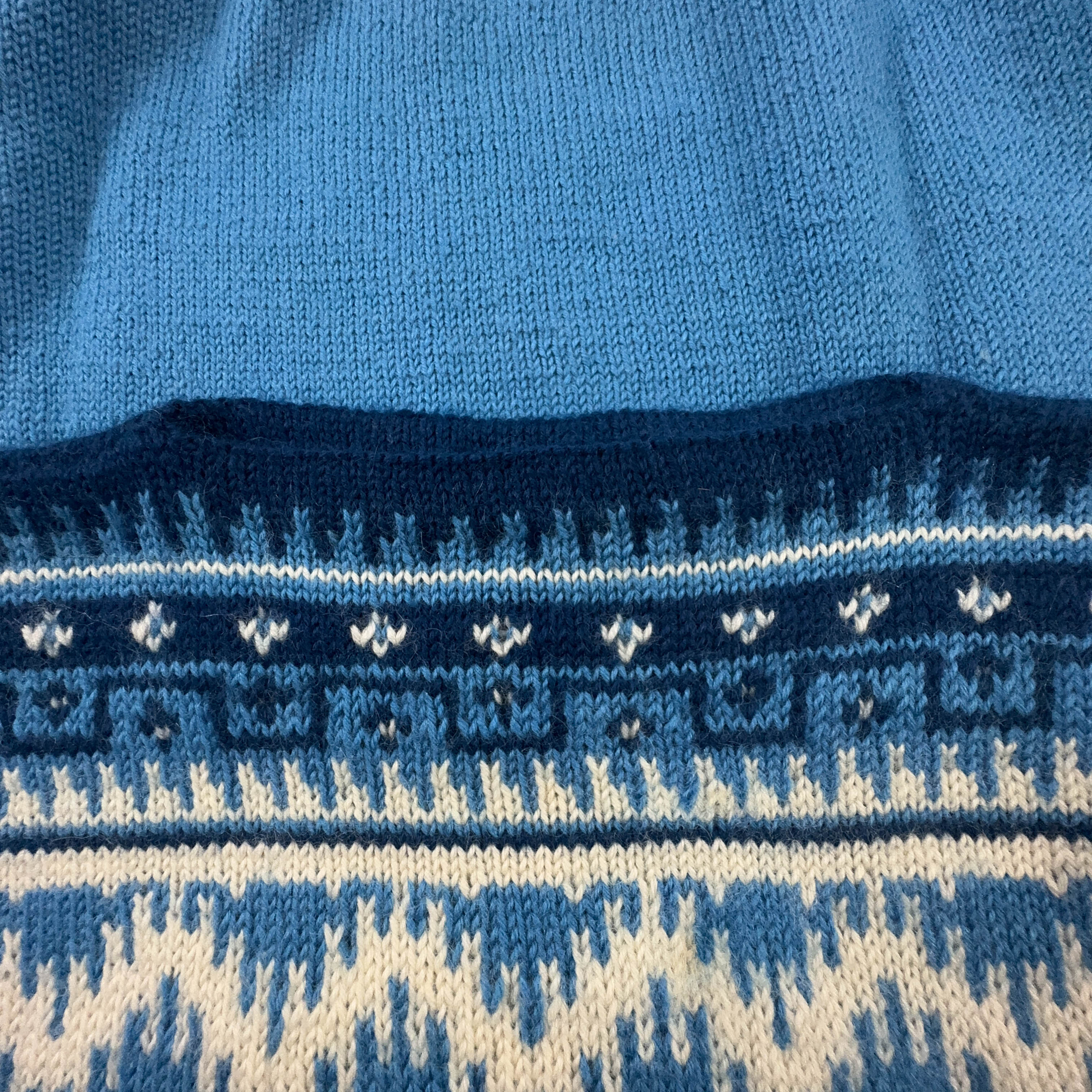 Maglione Vintage azzurro e bianco geometrico anni 80 90 - Taglia M uomo